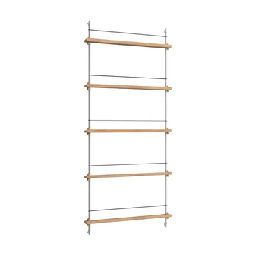 Magazine Shelving Zeitungsständer - Eiche-Edelstahl, 85x180x7 cm, MS.180.1 - MOEBE