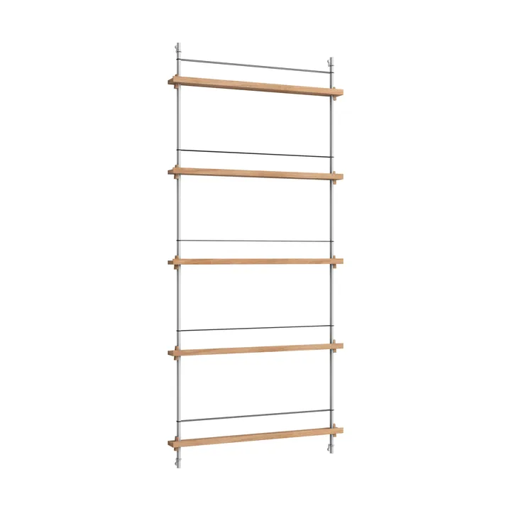 Magazine Shelving Zeitungsständer - Eiche-Edelstahl, 85x180x7 cm, MS.180.1 - MOEBE