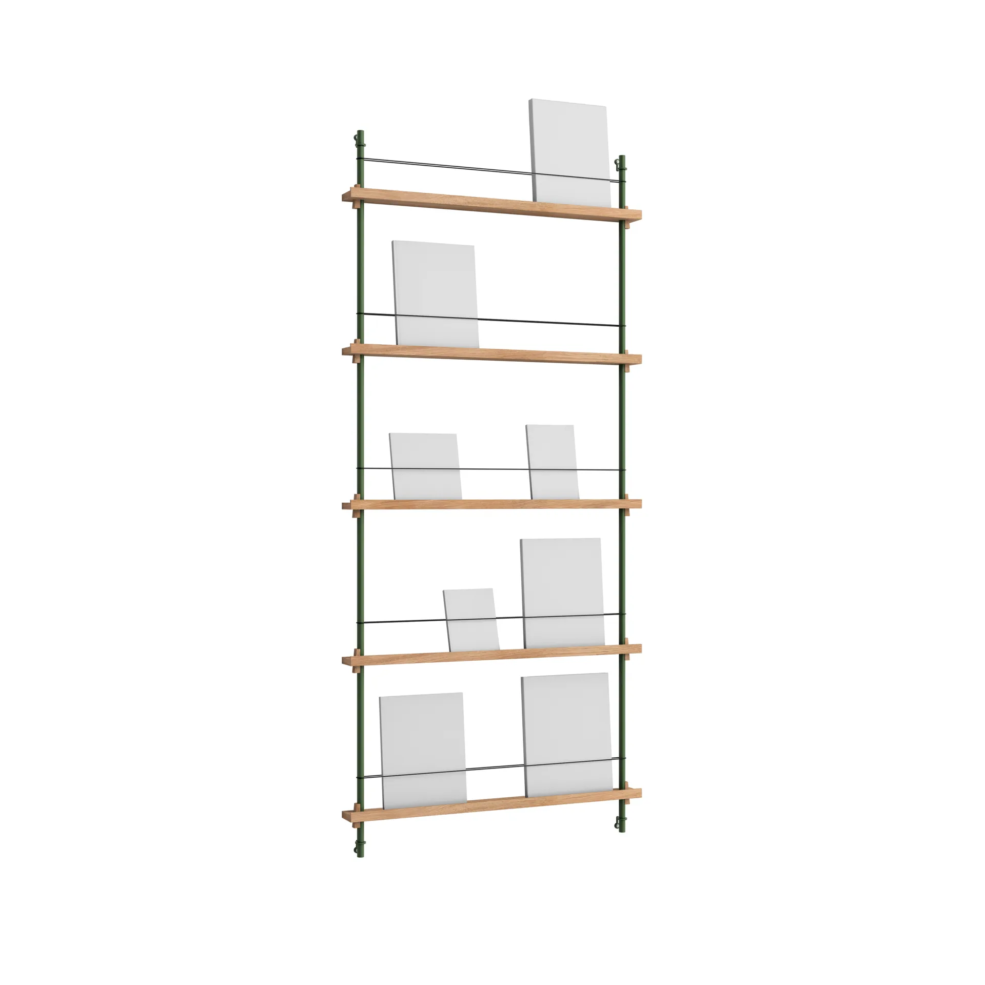Magazine Shelving Zeitungsständer, Eiche-pine green, 85x180x7 cm, MS.180.1 MOEBE
