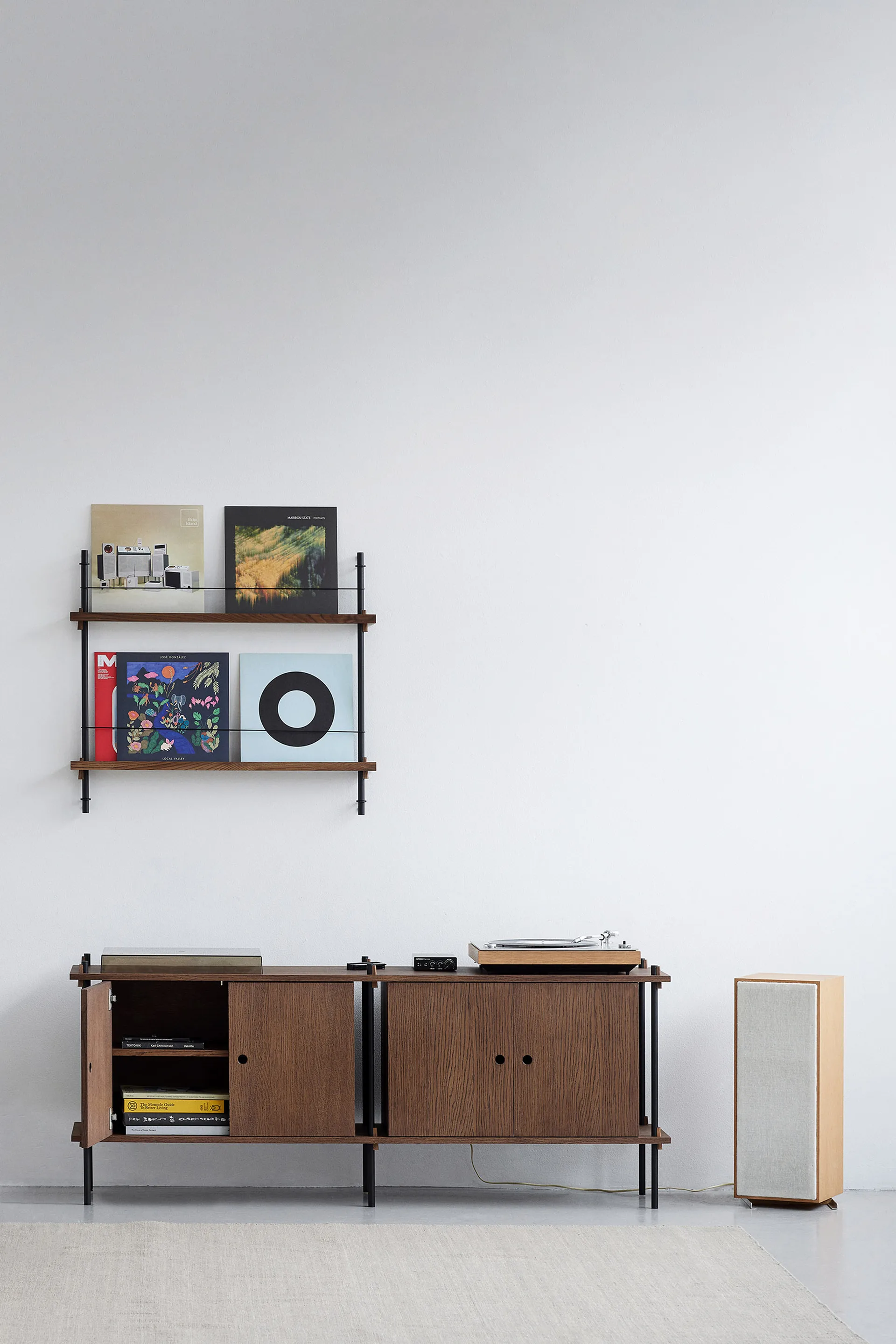 Magazine Shelving Zeitungsständer, Eiche-pine green, 85x180x7 cm, MS.180.1 MOEBE