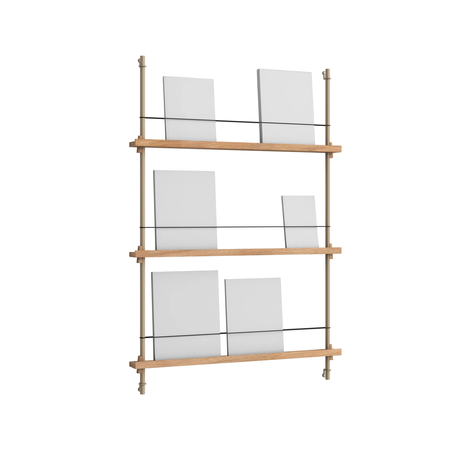 Magazine Shelving Zeitungsständer, Eiche-warm grey, 85x115x7 cm, MS.115.1 MOEBE