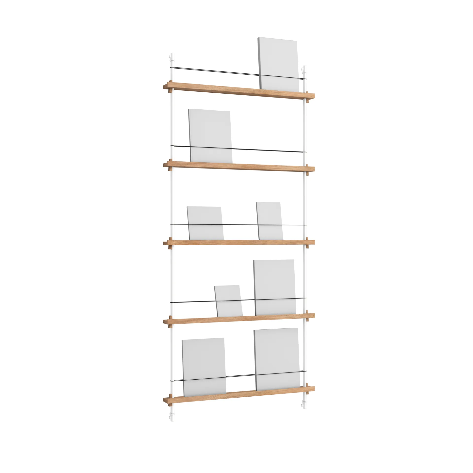 Magazine Shelving Zeitungsständer, Eiche-white, 85x180x7 cm, MS.180.1 MOEBE