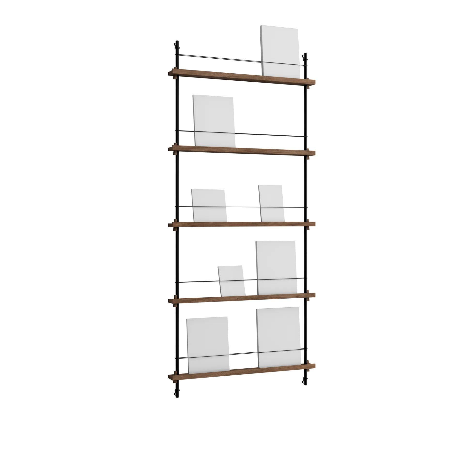 Magazine Shelving Zeitungsständer, Geräucherte Eiche-black, 85x180x7 cm, MS.180.1 MOEBE