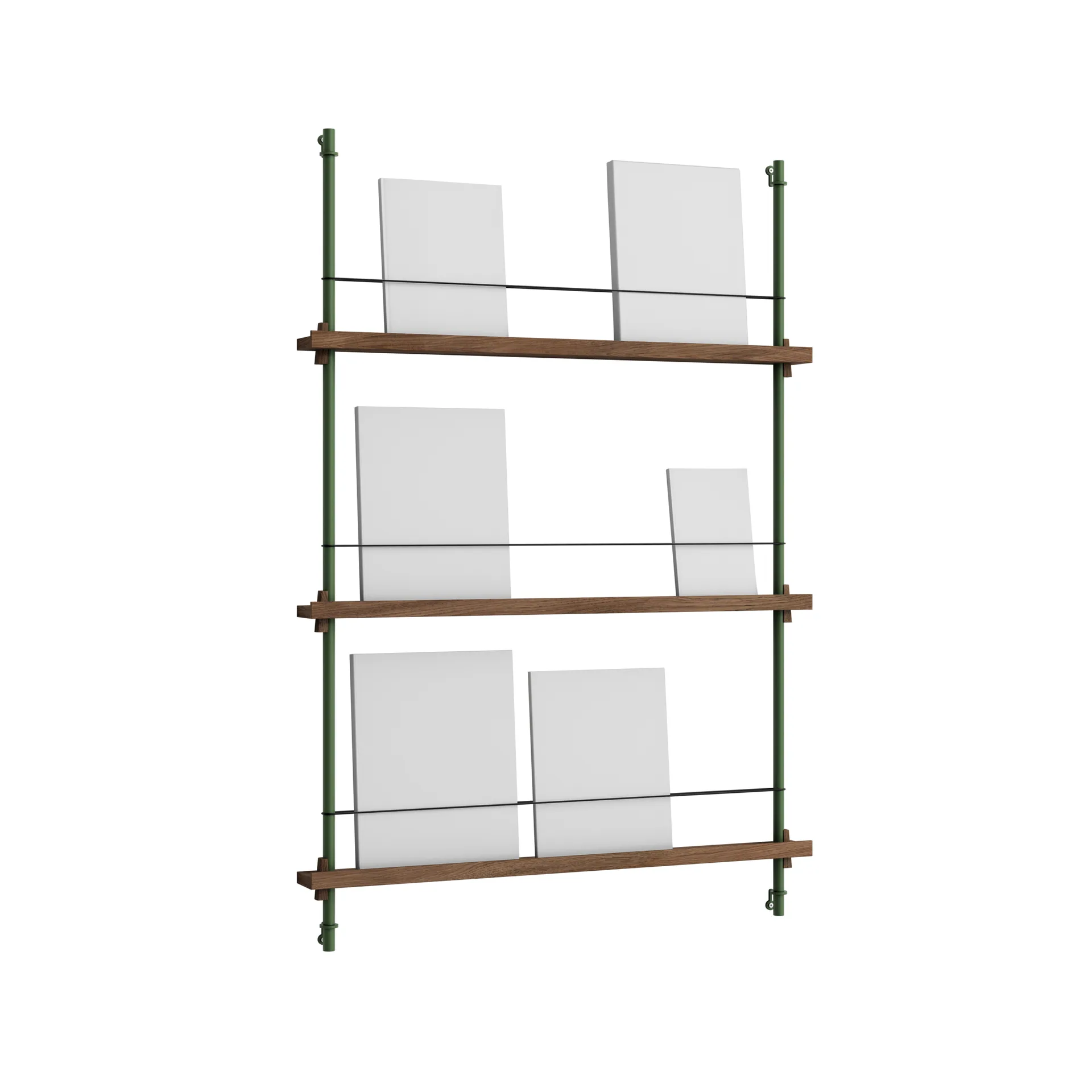 Magazine Shelving Zeitungsständer, Geräucherte Eiche-pine green, 85×115×7 cm, MS.115.1 MOEBE