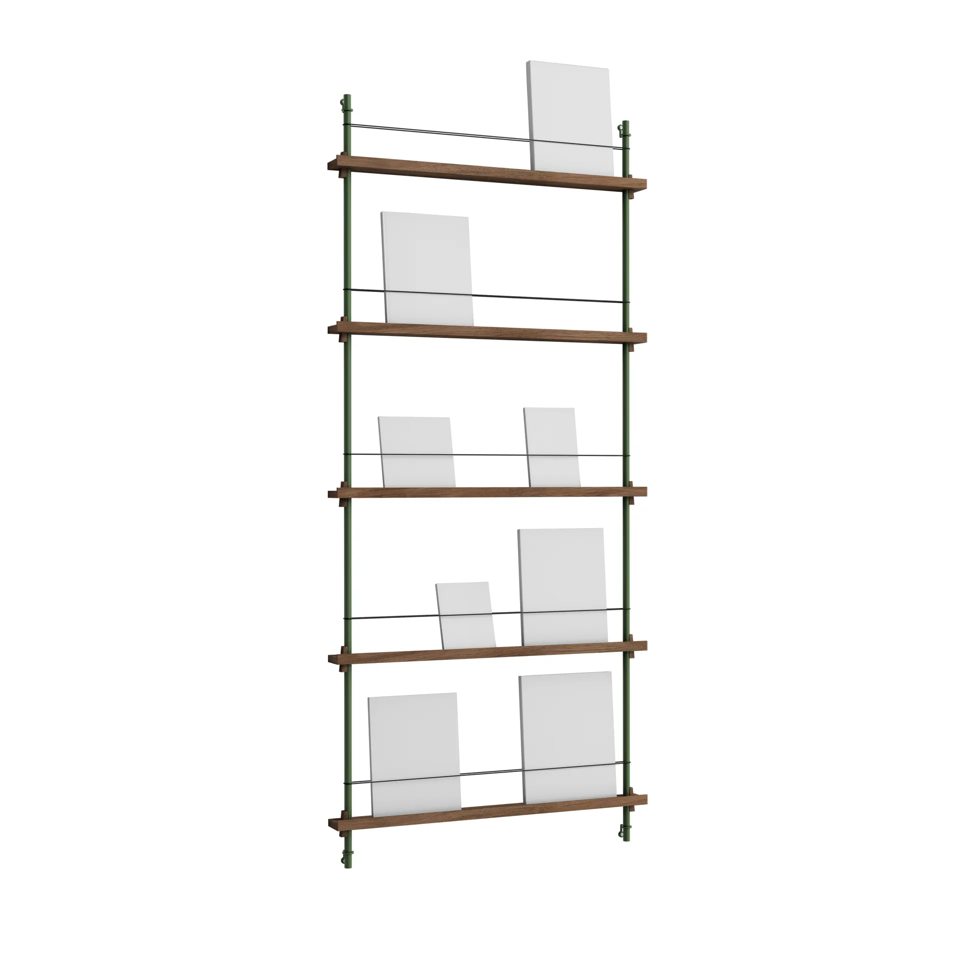 Magazine Shelving Zeitungsständer, Geräucherte Eiche-pine green, 85x180x7 cm, MS.180.1 MOEBE
