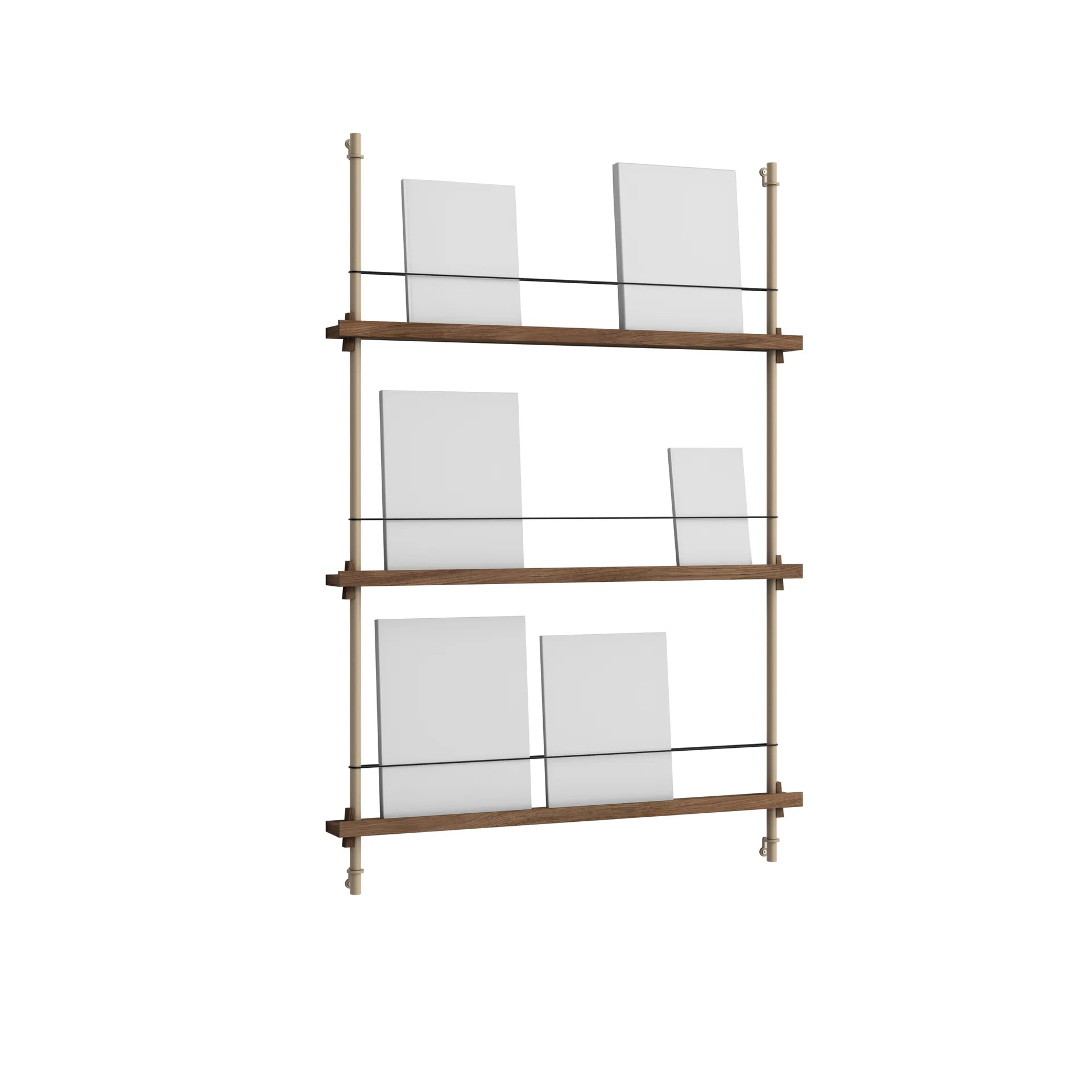 Magazine Shelving Zeitungsständer, Geräucherte Eiche-warm grey, 85x115x7 cm, MS.115.1 MOEBE
