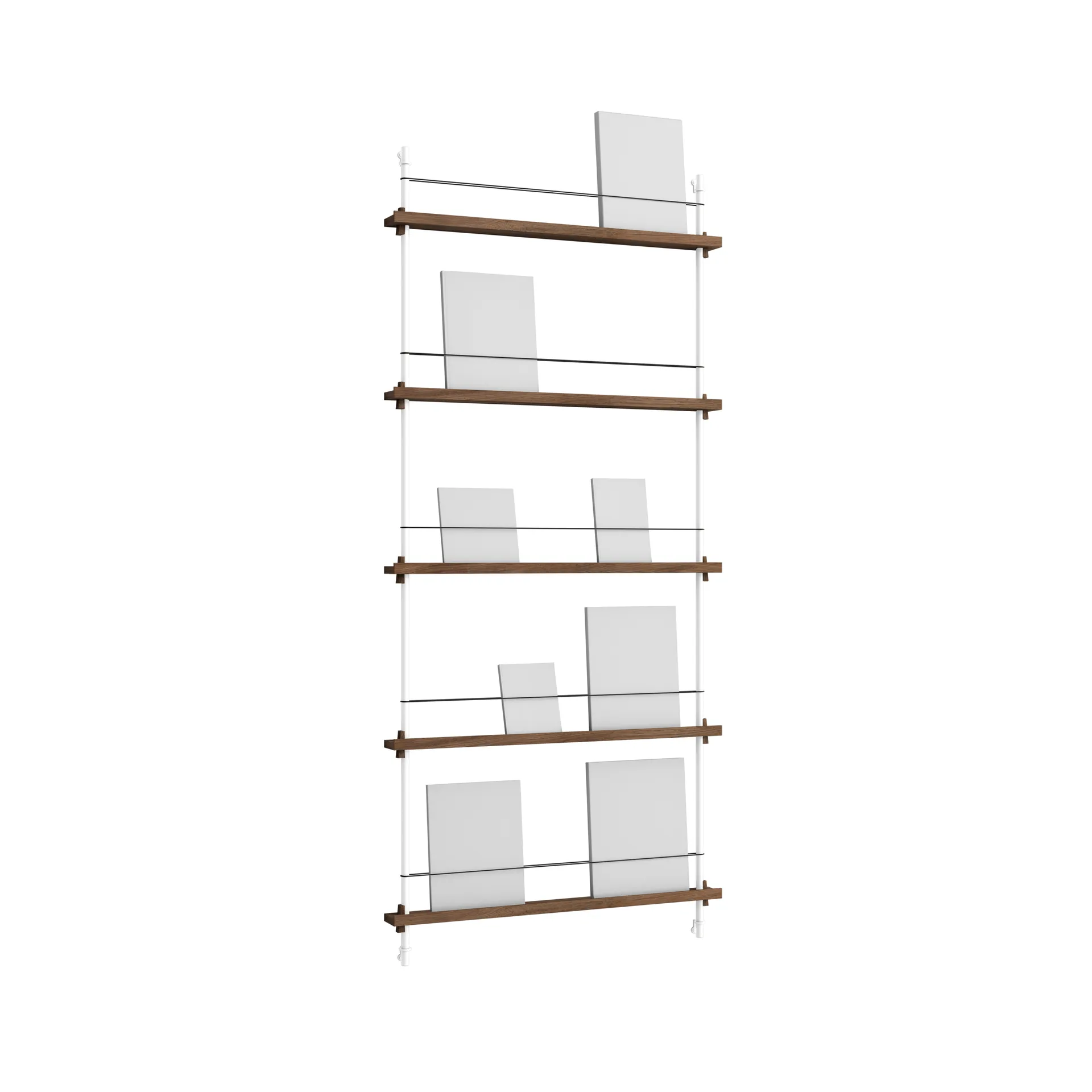 Magazine Shelving Zeitungsständer, Geräucherte Eiche-white, 85x180x7 cm, MS.180.1 MOEBE