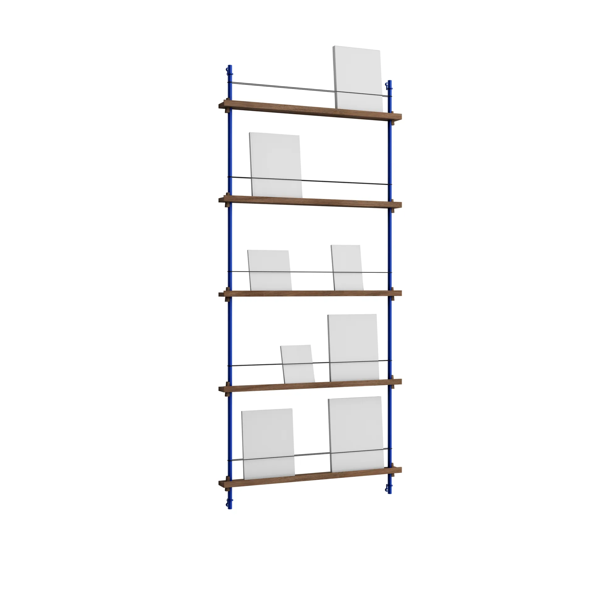 Magazine Shelving Zeitungsständer, Räuchereiche-deep blue, 85x180x7 cm, MS.180.1 MOEBE