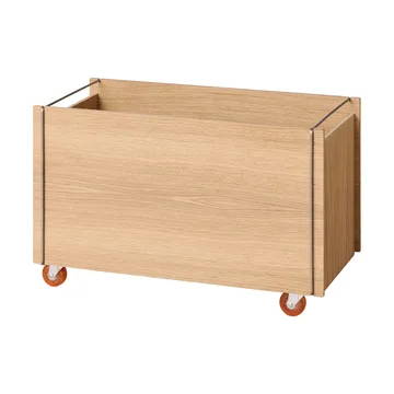 Moebe Aufbewahrungsbox - Geölte Eiche-Edelstahl, mit Rollen, 33x60x31 cm - MOEBE