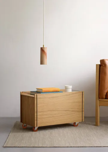 Moebe Aufbewahrungsbox - Geölte Eiche-Edelstahl, mit Rollen, 33x60x31 cm - MOEBE