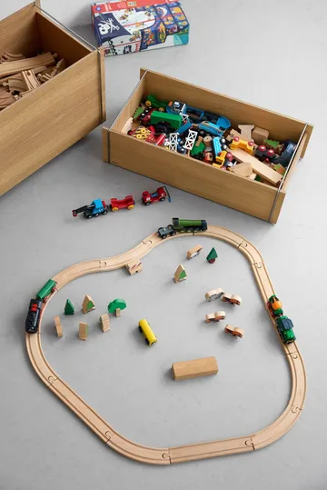 Moebe Aufbewahrungsbox - Geölte Eiche-Schwarz, low, 16,5x60x31 cm - MOEBE