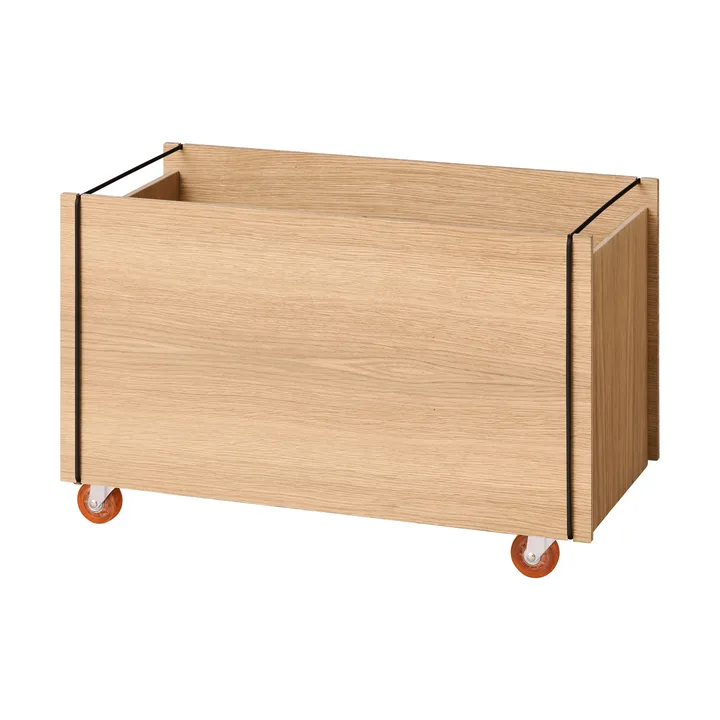 Moebe Aufbewahrungsbox - Geölte Eiche-Schwarz, mit Rollen, 33x60x31 cm - MOEBE