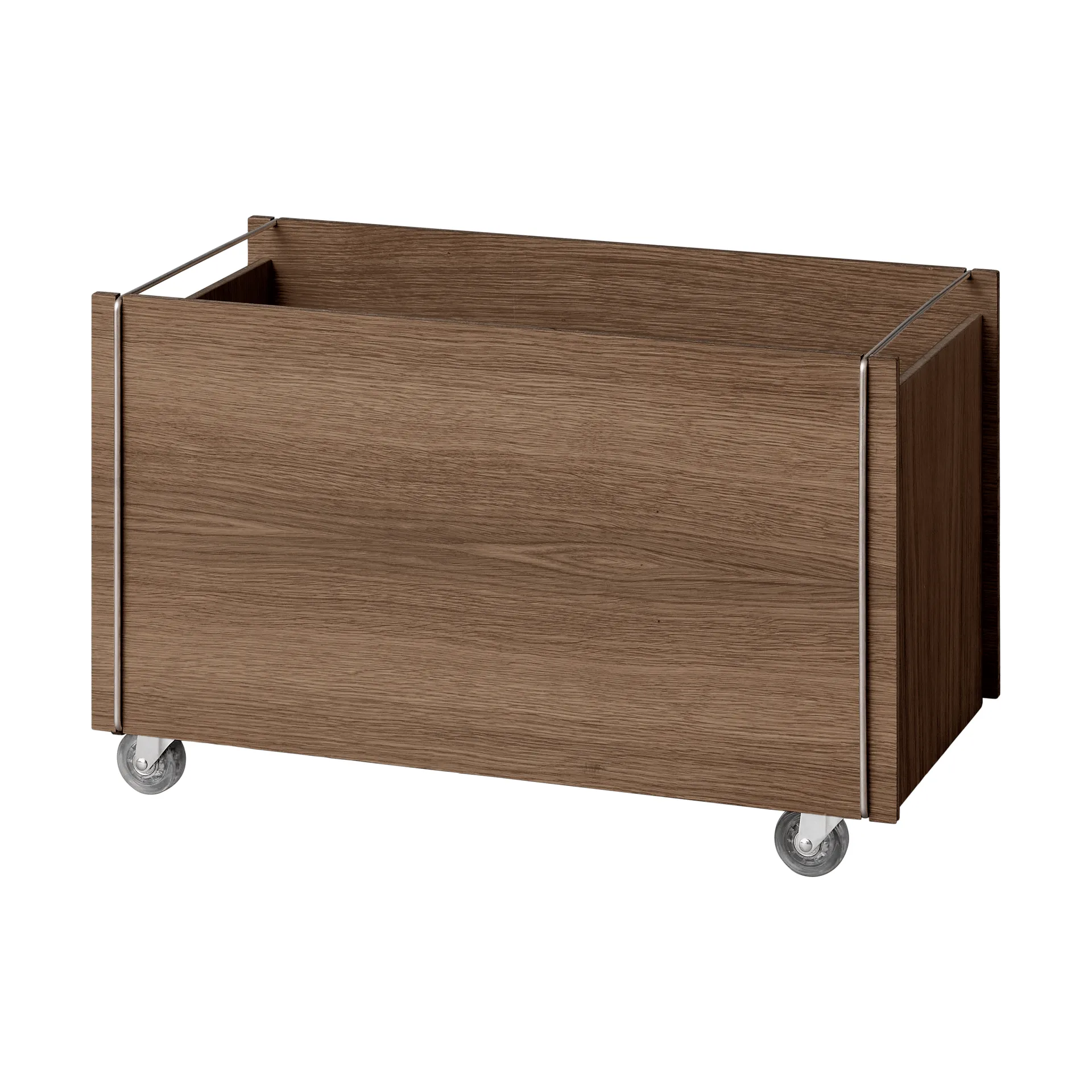 Moebe Aufbewahrungsbox, Geräucherte Eiche-Edelstahl, mit Rollen, 33x60x31 cm MOEBE