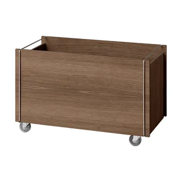 Moebe Aufbewahrungsbox - Geräucherte Eiche-Edelstahl, mit Rollen, 33x60x31 cm - MOEBE