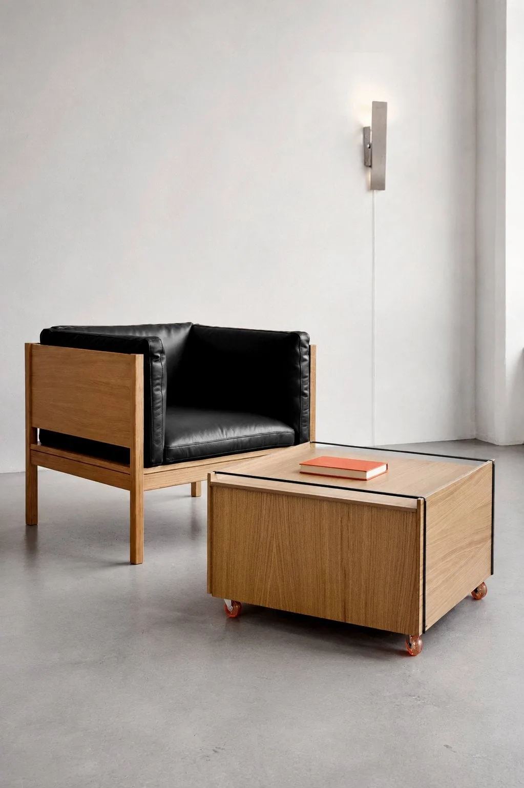Moebe Storage Chest Couchtisch mit Stauraum, Geölte Eiche-Schwarz, 60x61x38.2 cm MOEBE