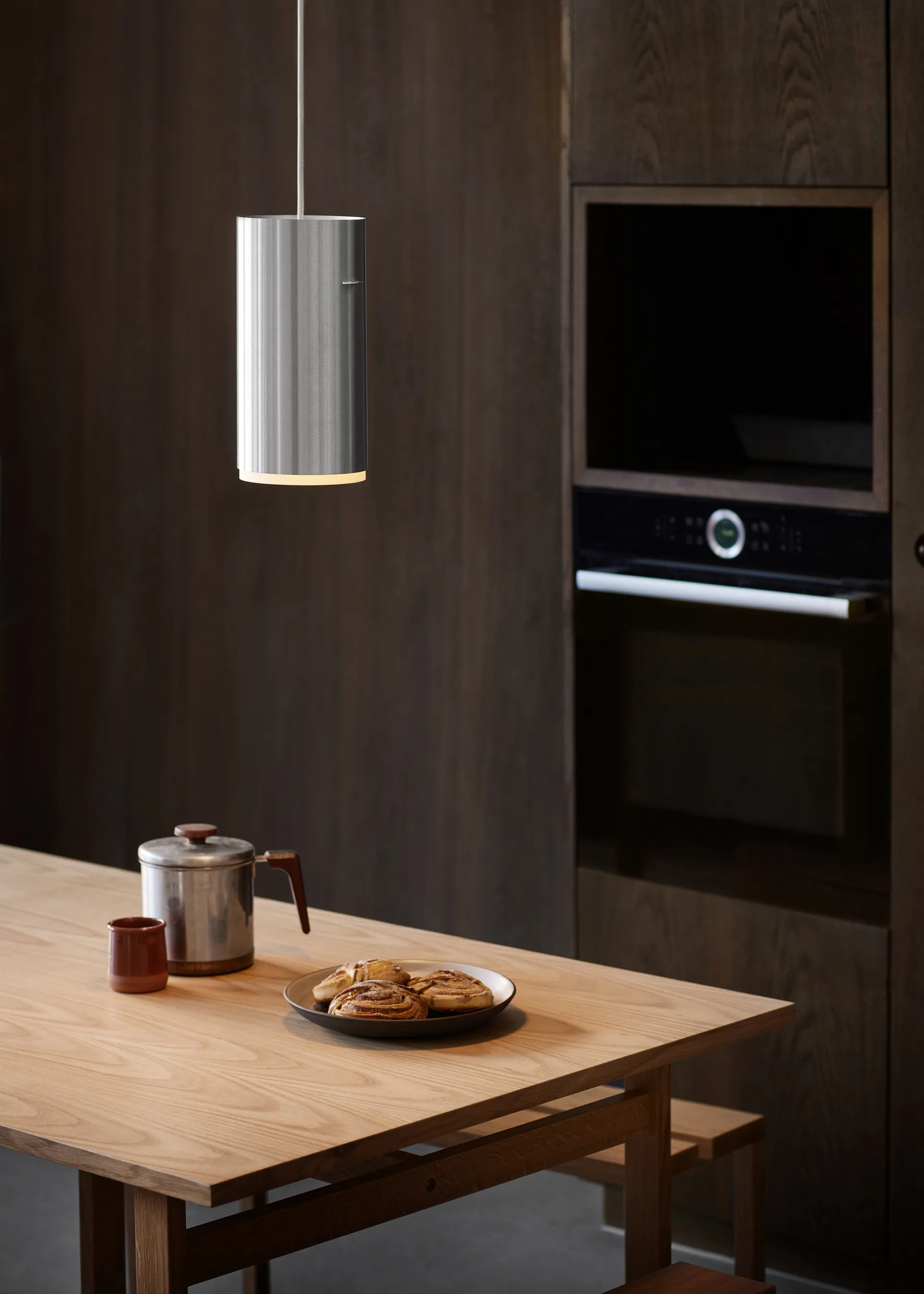 Moebe Tube Pendelleuchte large Ø14cm, Aluminium gebürstet MOEBE