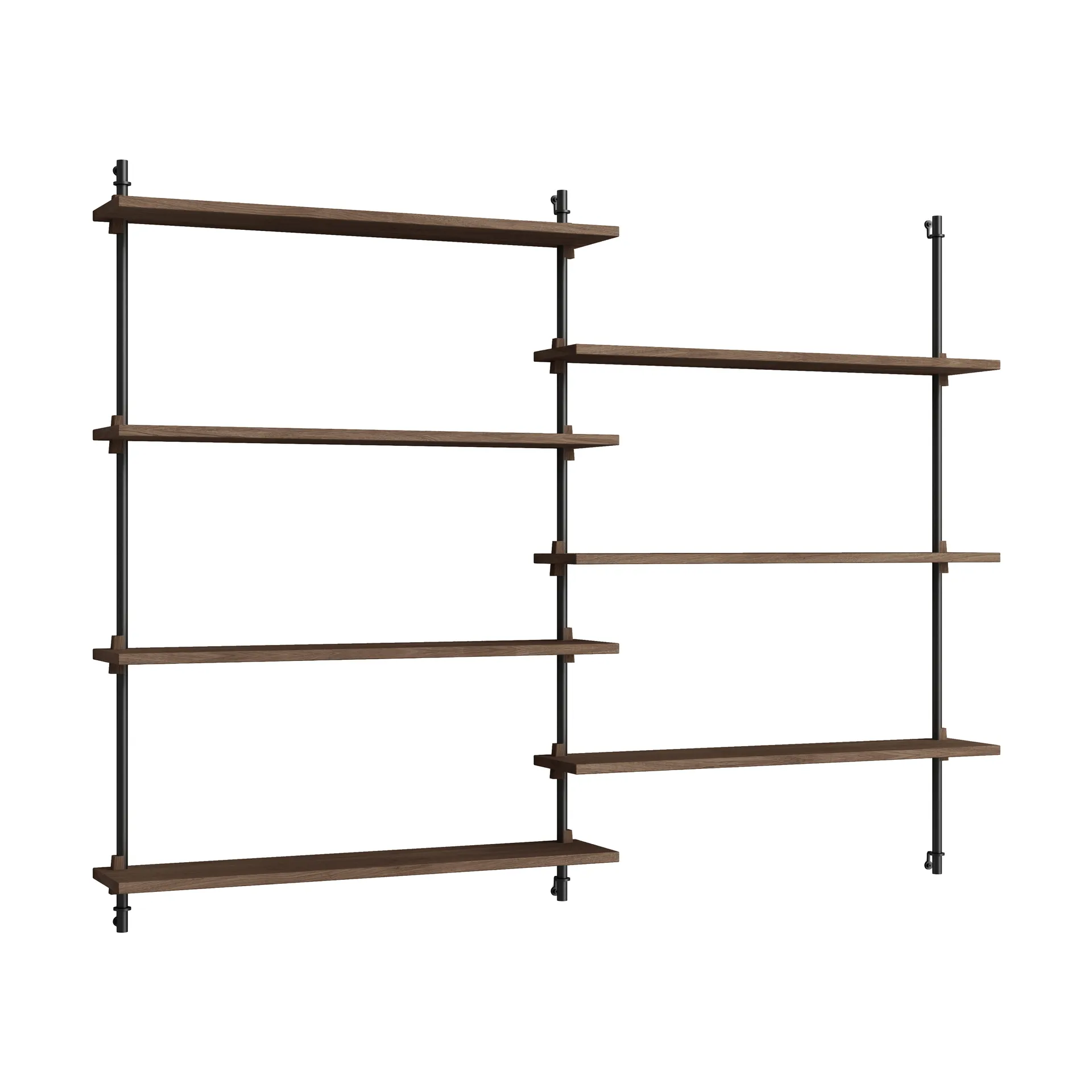 Moebe wall shelving ws.115.2, Smoked oak-black MOEBE
