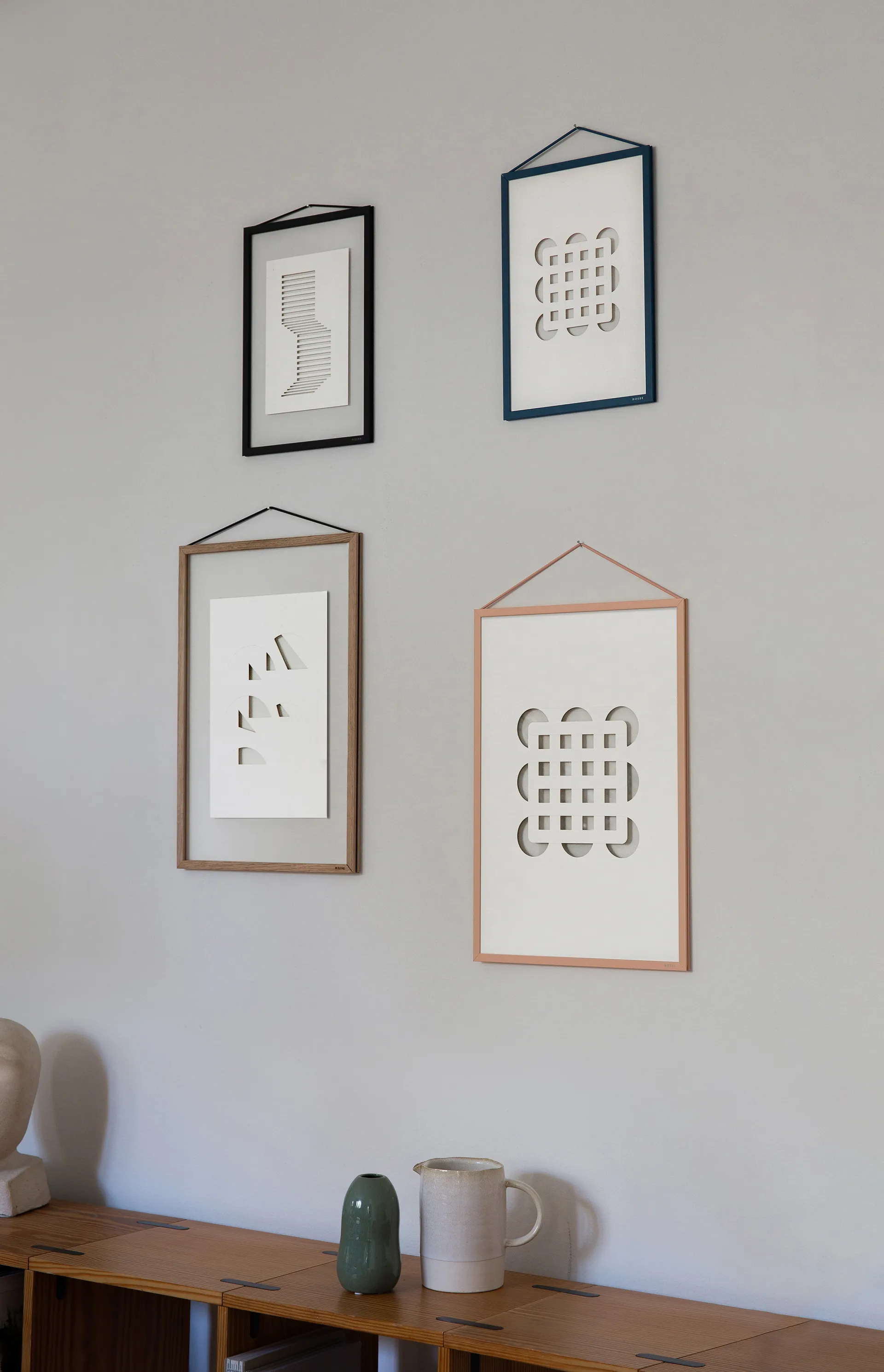 Relief Kunstwerk circles & squares 21 x 29,7 cm, Off-White MOEBE