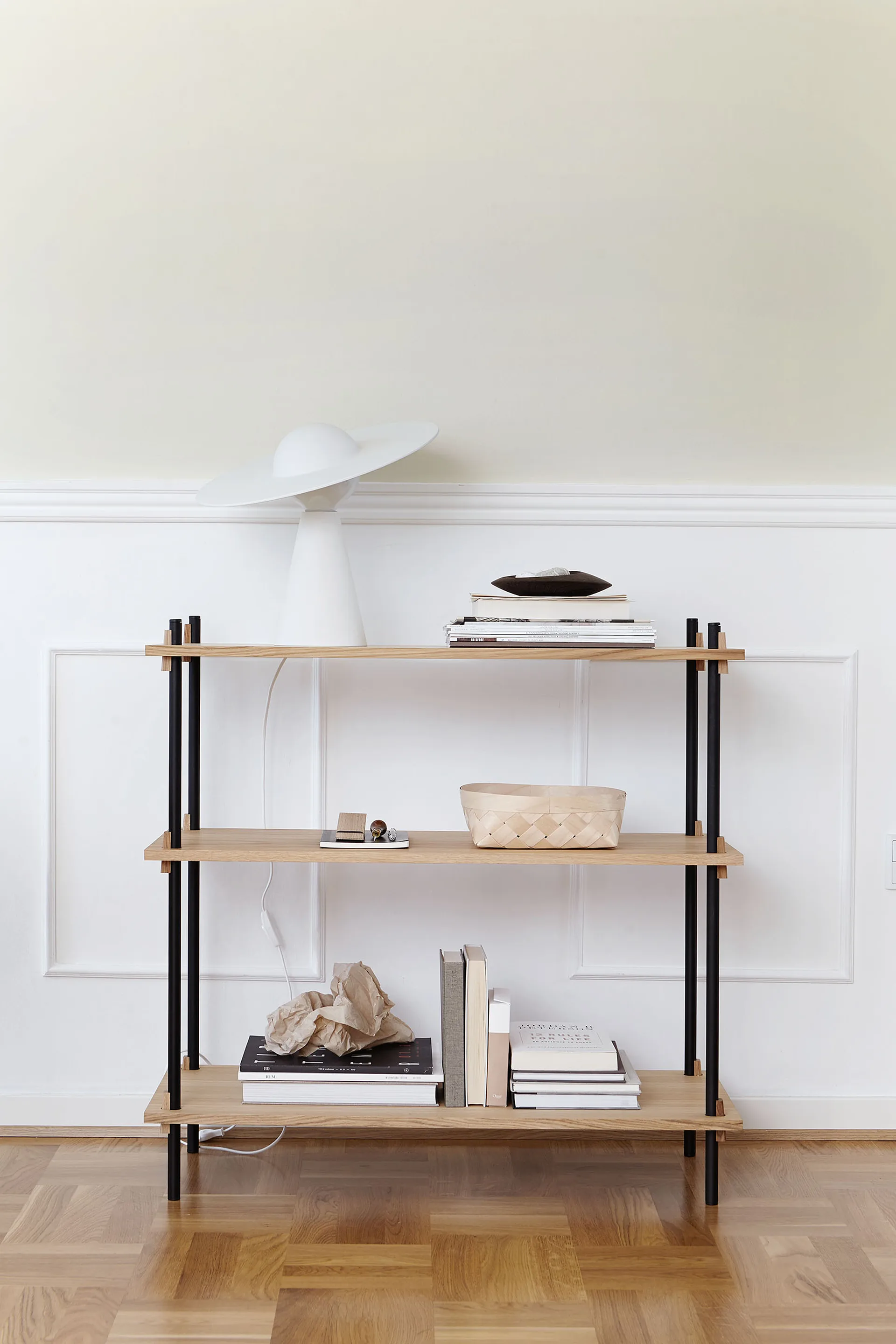 Shelving System Classic Regal, Geräucherte Eiche-white, 86x115x35 cm, S.115.1.A MOEBE