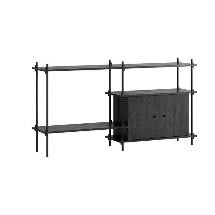 Shelving System Regal mit Schrank - Black, 163×85×35 cm, S.85.2.C - MOEBE