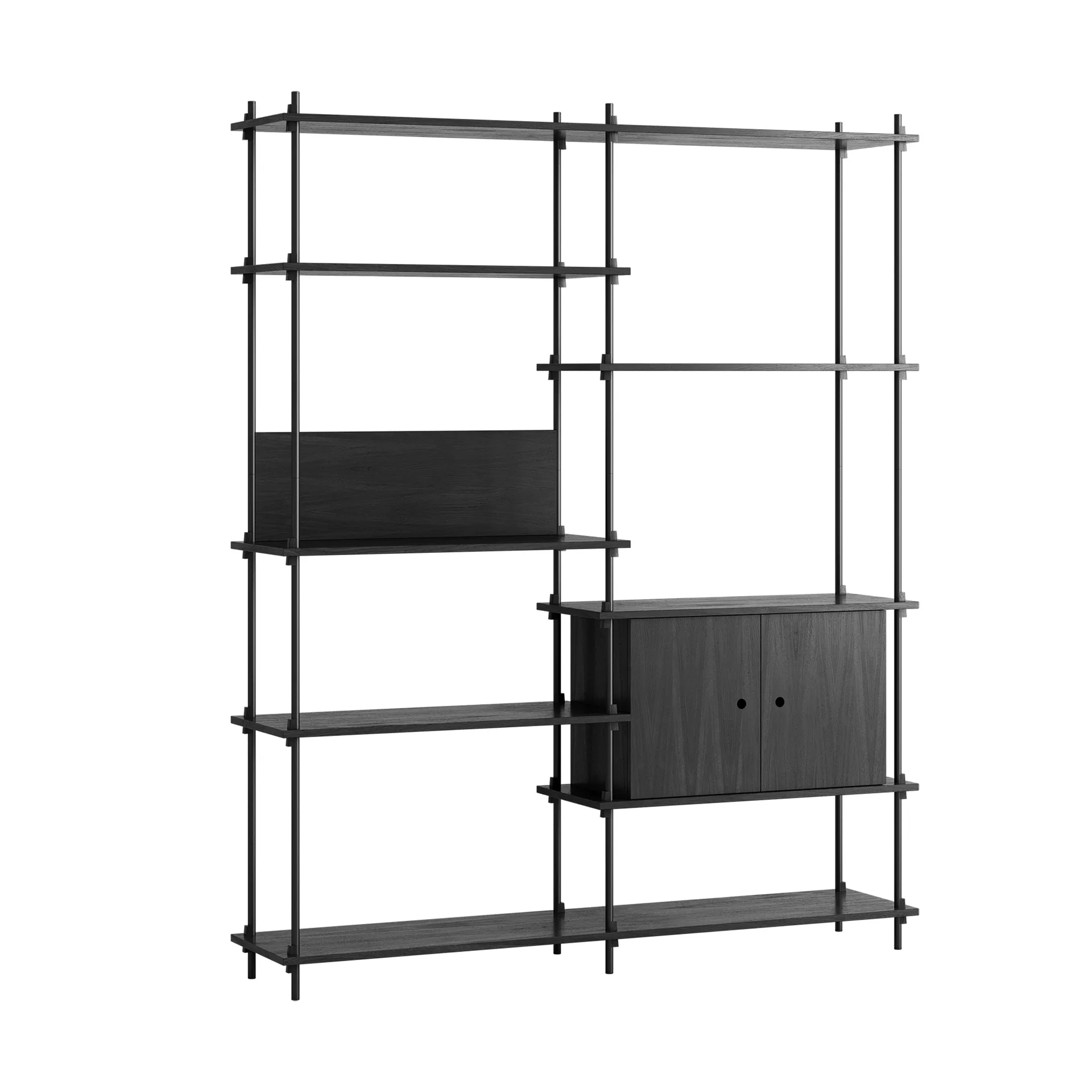 Shelving System Regal mit Schrank, Black, 163x200x35 cm, S.200.2.C MOEBE
