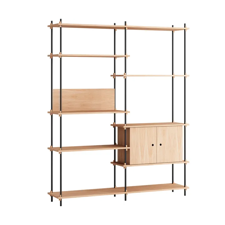 Shelving System Regal mit Schrank - Eiche-black, 163x200x35 cm, S.200.2.C - MOEBE