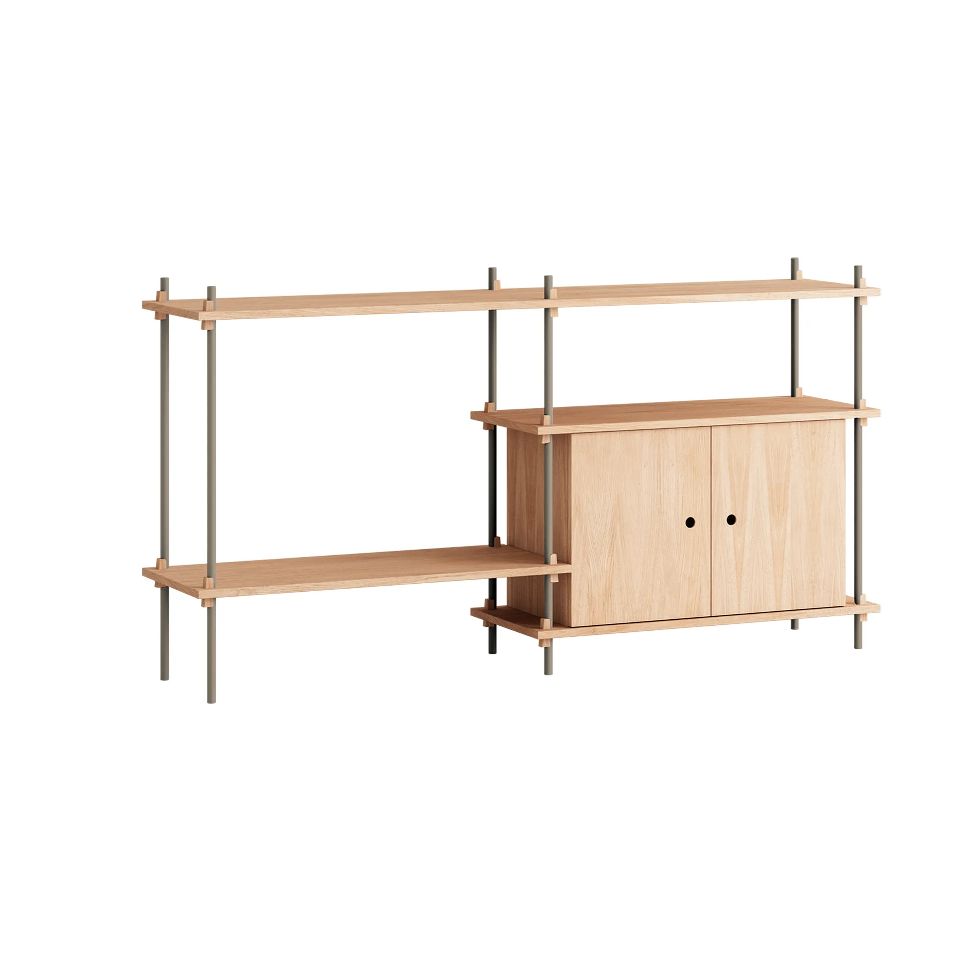 Shelving System Regal mit Schrank, Eiche-warm grey, 163x85x35 cm, S.85.2.C MOEBE