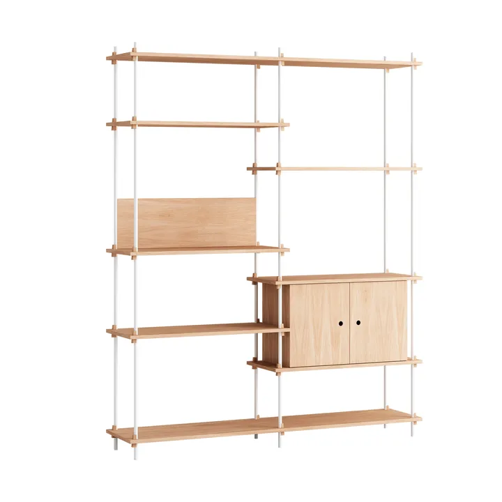 Shelving System Regal mit Schrank - Eiche-white, 163×200×35 cm, S.200.2.C - MOEBE