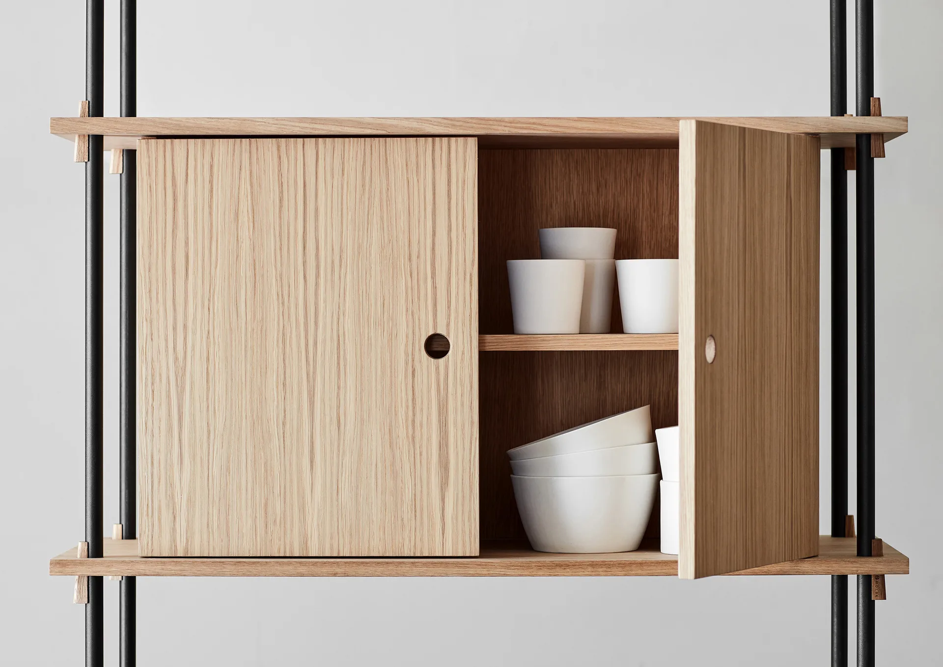 Shelving System Regal mit Schrank, Eiche-white, 163×200×35 cm, S.200.2.C MOEBE