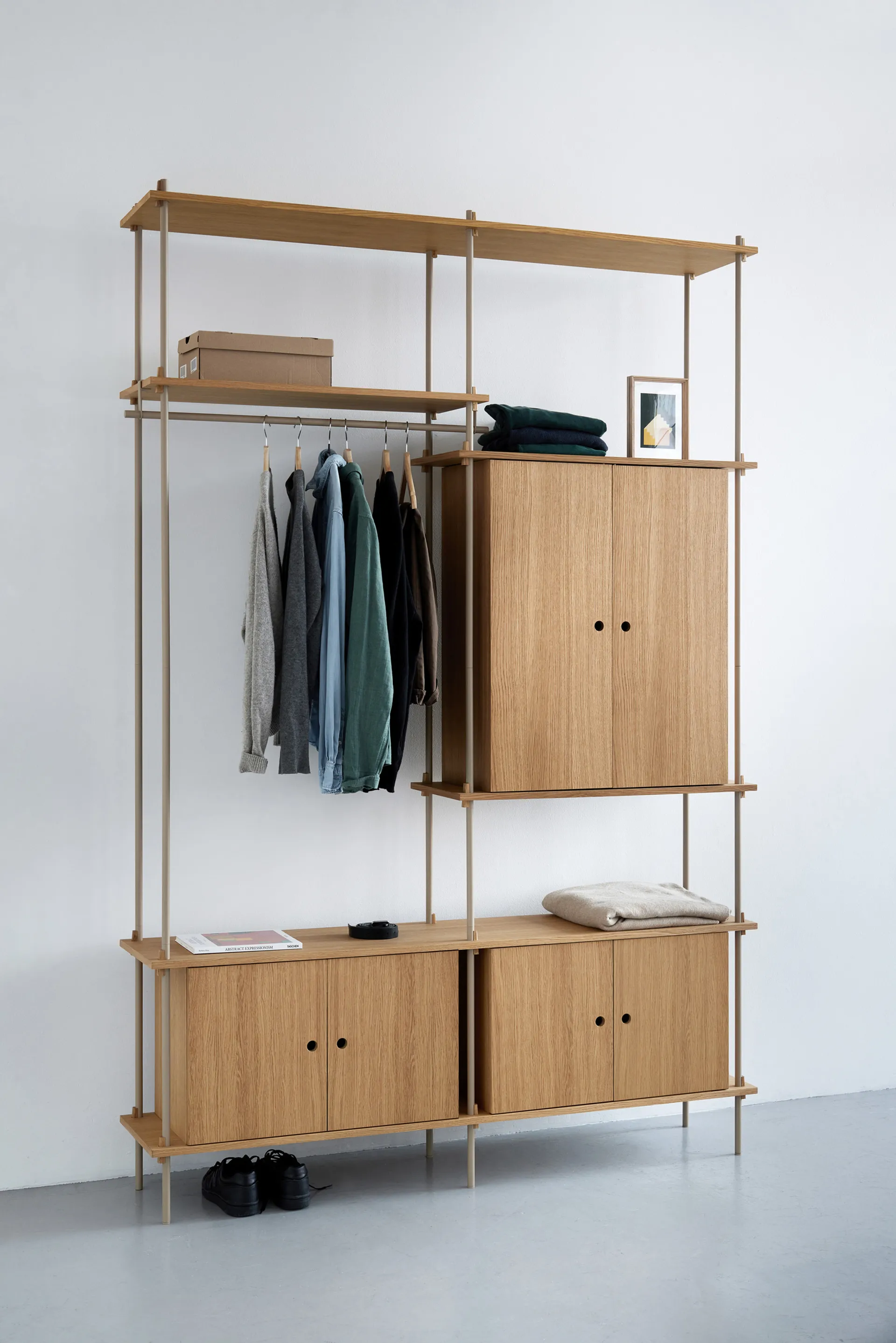 Shelving System Regal mit Schrank, Geräucherte Eiche-black, 163x200x35 cm, S.200.2.C MOEBE