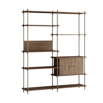 Shelving System Regal mit Schrank - Geräucherte Eiche-warm grey, 163x200x35 cm, S.200.2.C - MOEBE