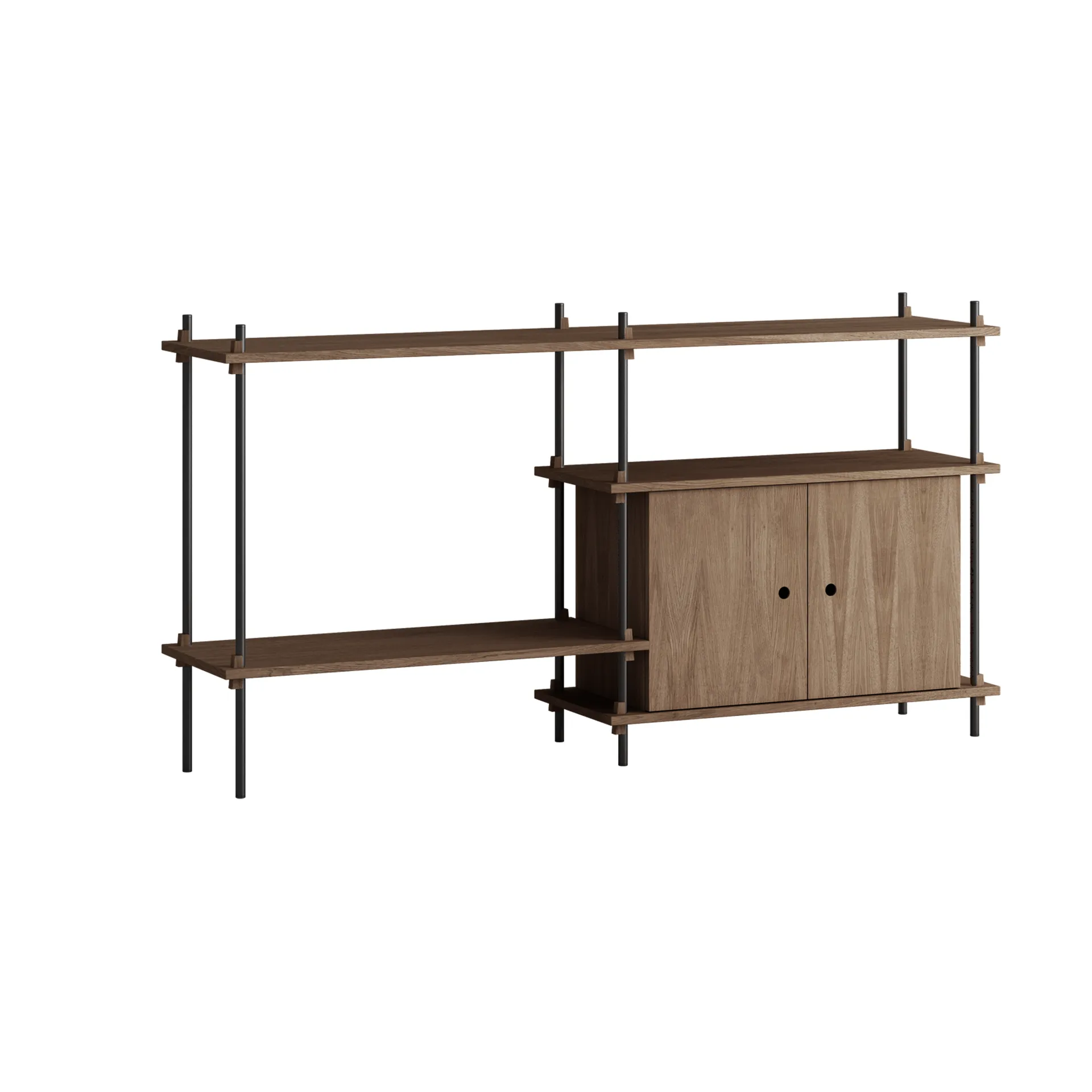 Shelving System Regal mit Schrank, Geräucherteeiche-black, 163x85x35 cm, S.85.2.C MOEBE
