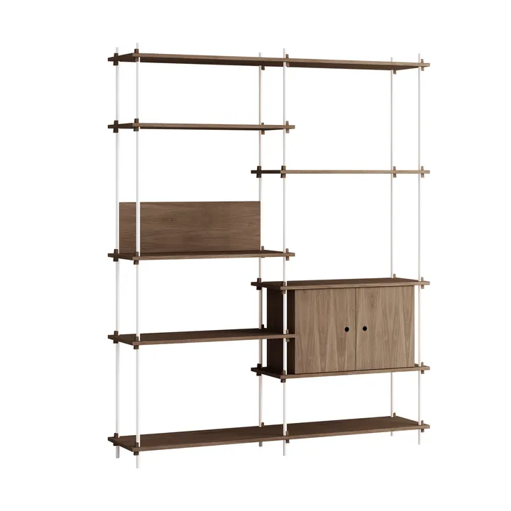 Shelving System Regal mit Schrank - Räuchereiche-white, 163x200x35 cm, S.200.2.C - MOEBE