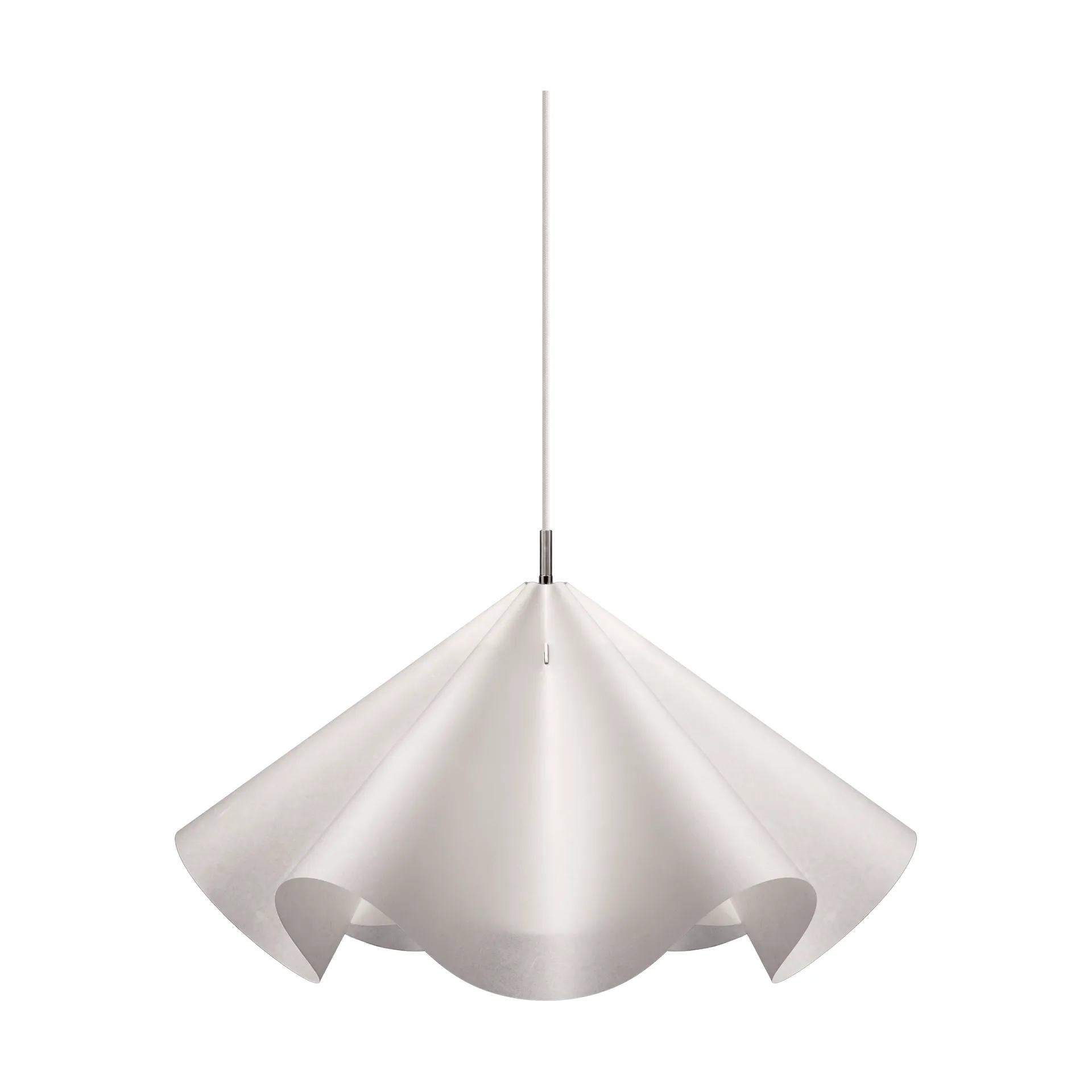 Sinuate Pendelleuchte, Weiß-Edelstahl, groß Ø75x40 cm MOEBE