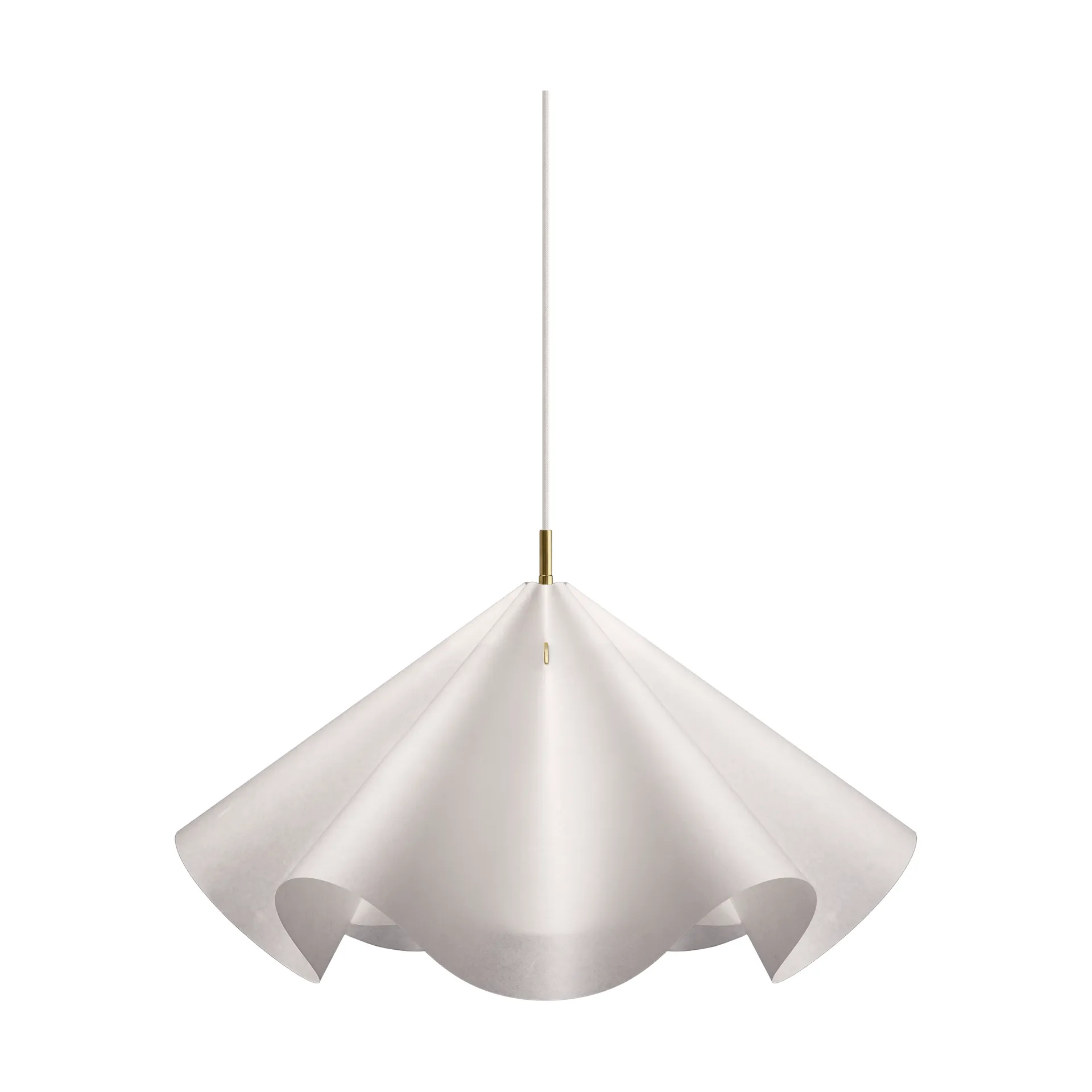 Sinuate Pendelleuchte, Weiß-Messing, groß Ø75x40 cm MOEBE