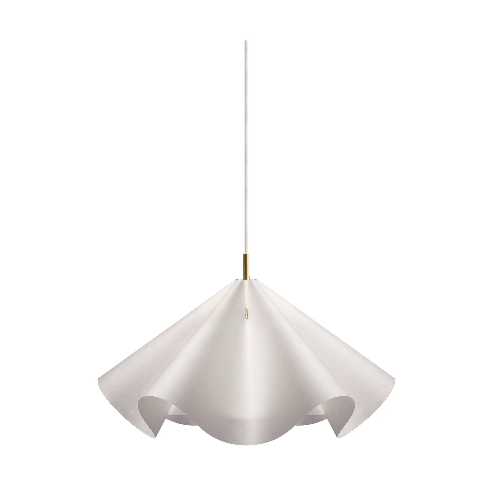 Sinuate Pendelleuchte, Weiß-Messing, mittel Ø60x30 cm MOEBE