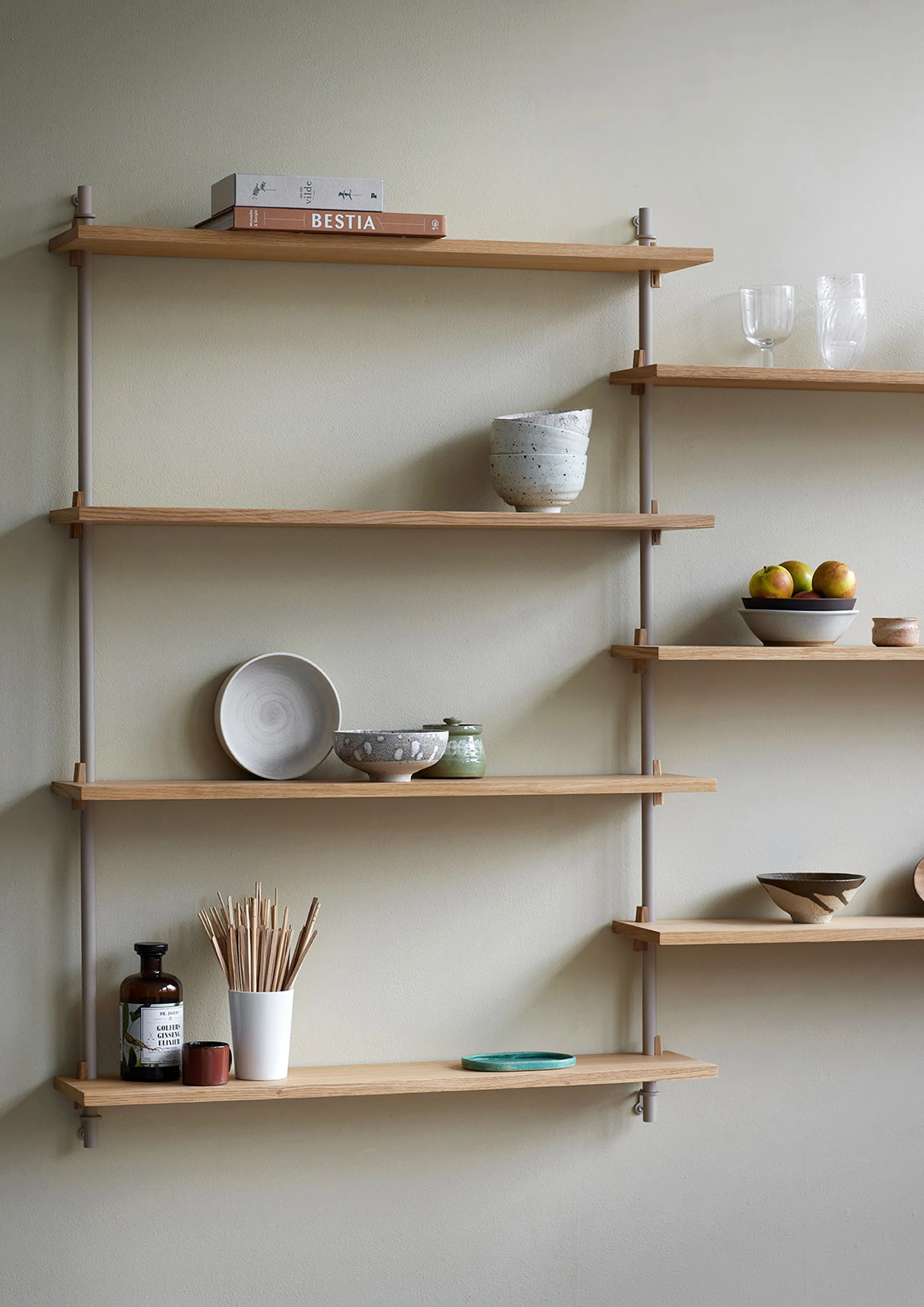 Wall Shelving Wandregal, Geräucherte Eiche-warm grey, 92×115×17,5 cm, WS.115.1 MOEBE
