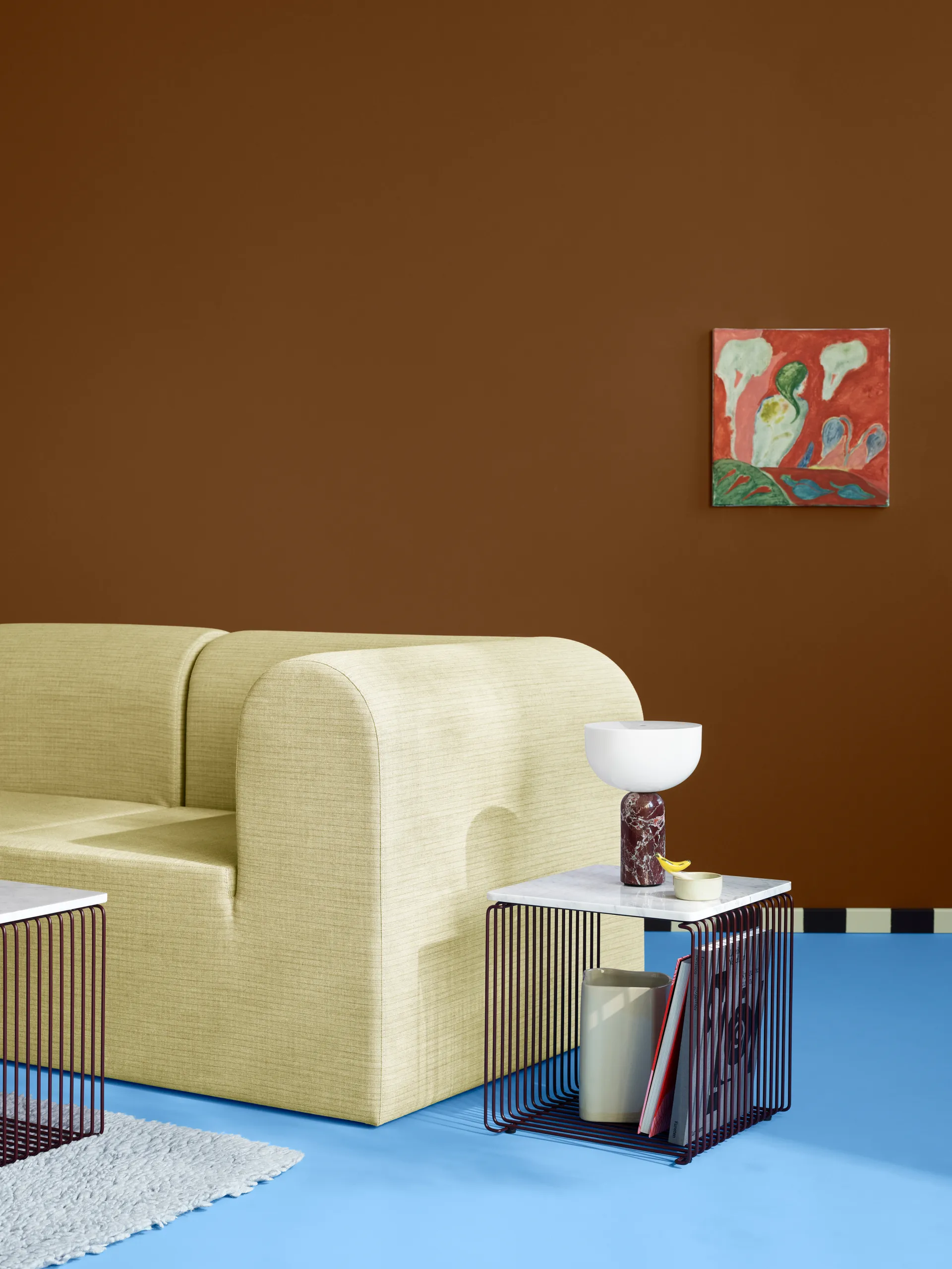 Panton Wire Topplatte 34,8 x 34,8cm, White marble Montana