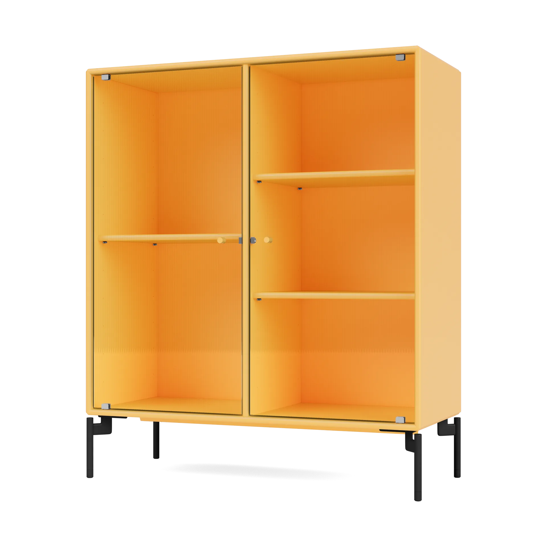 Ripple II Vitrinenschrank 69,6x82,2x30 cm, Acacia-Beine black Montana