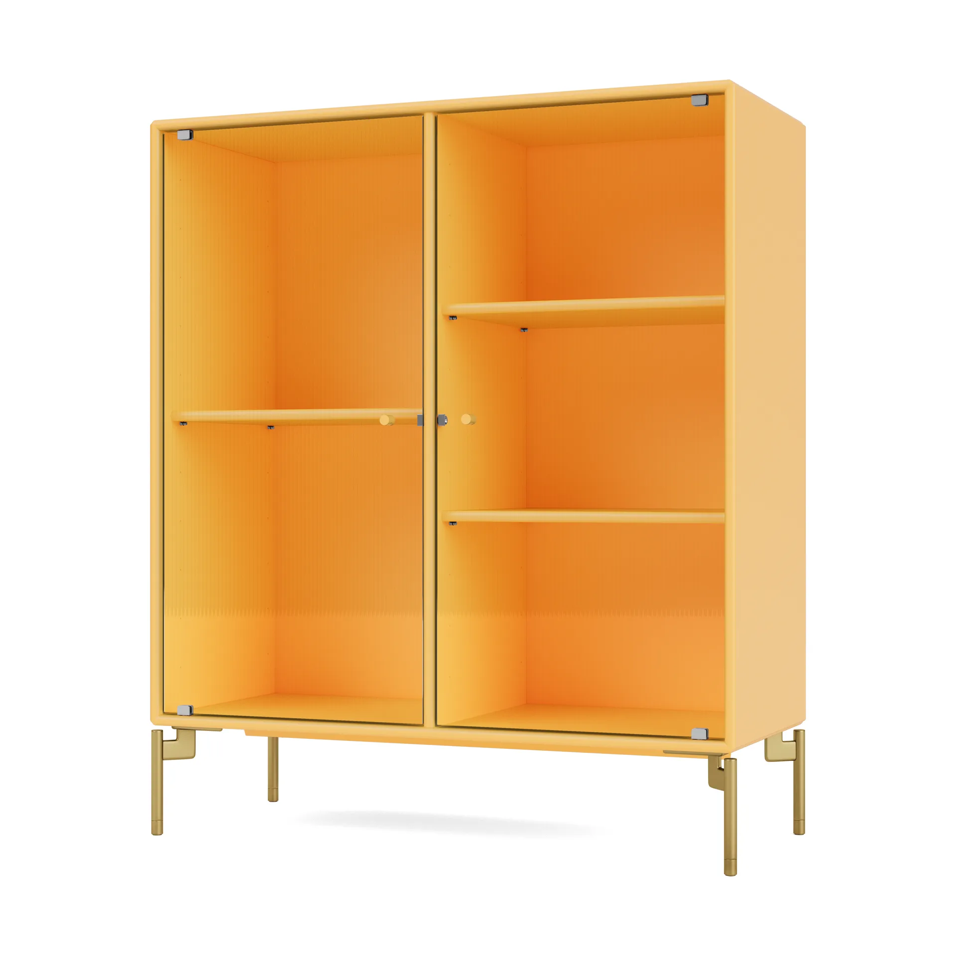 Ripple II Vitrinenschrank 69,6x82,2x30 cm, Acacia-Beine brass Montana