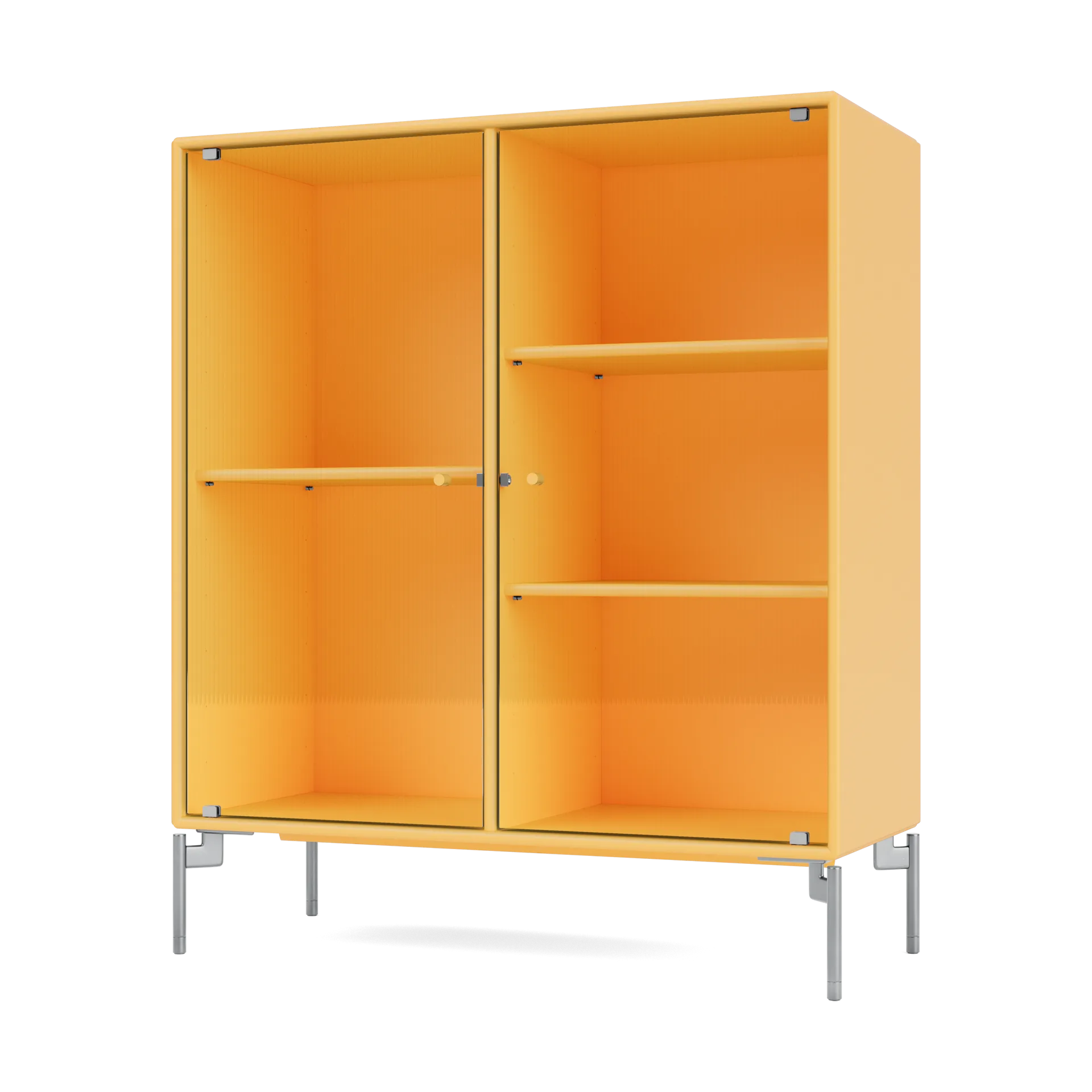 Ripple II Vitrinenschrank 69,6x82,2x30 cm, Acacia-Beine chrome Montana