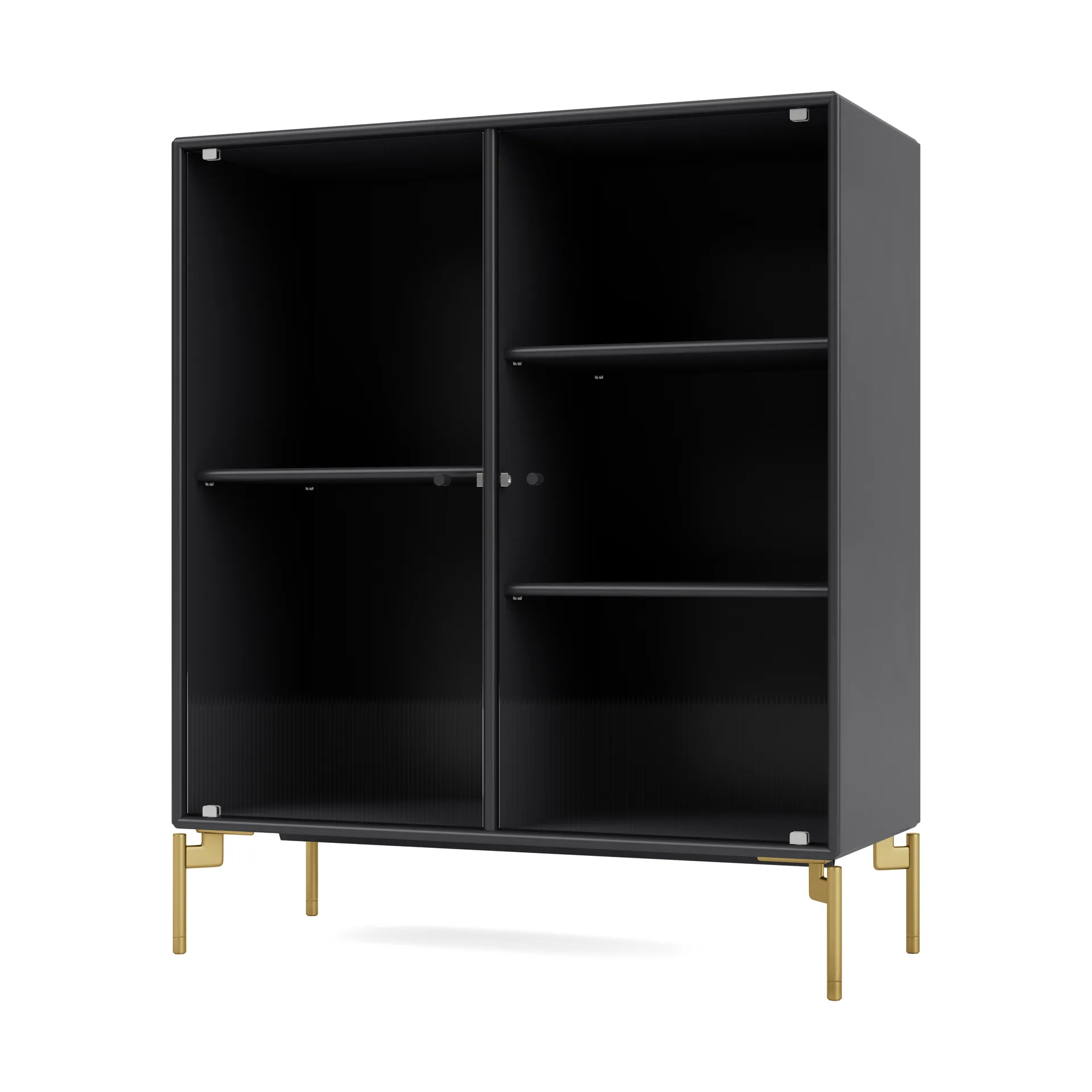 Ripple II Vitrinenschrank 69,6x82,2x30 cm, Anthracite-Beine brass Montana