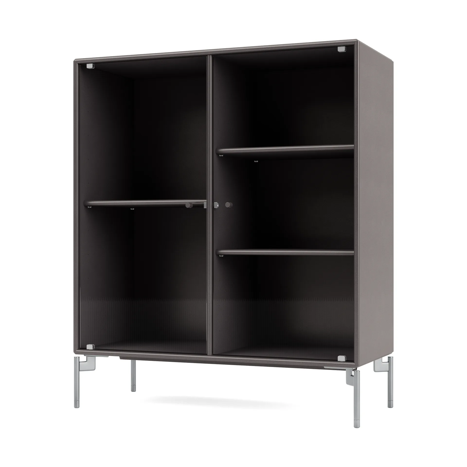 Ripple II Vitrinenschrank 69,6x82,2x30 cm, Coffee-Beine chrome Montana