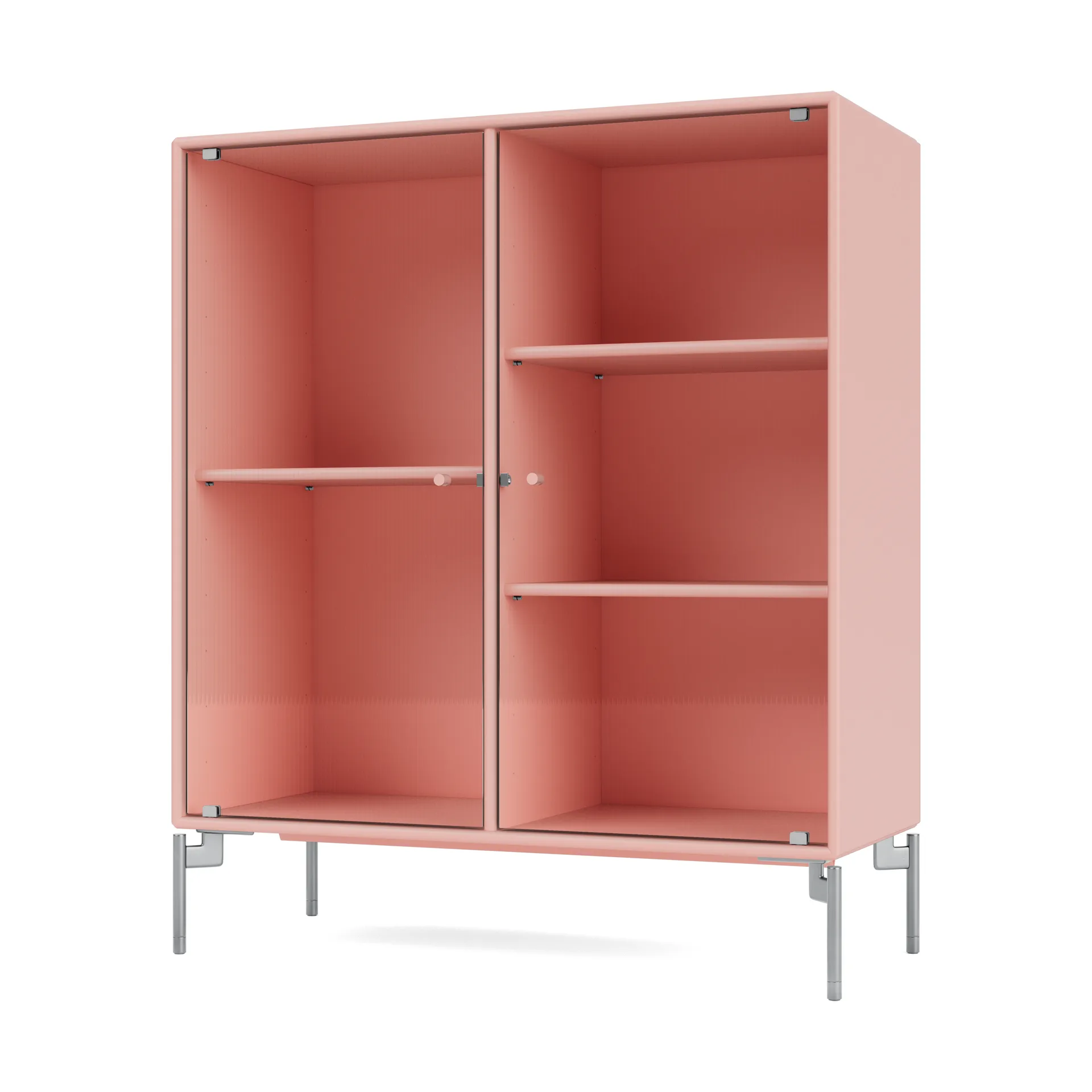 Ripple II Vitrinenschrank 69,6x82,2x30 cm, Ruby-Beine chrome Montana