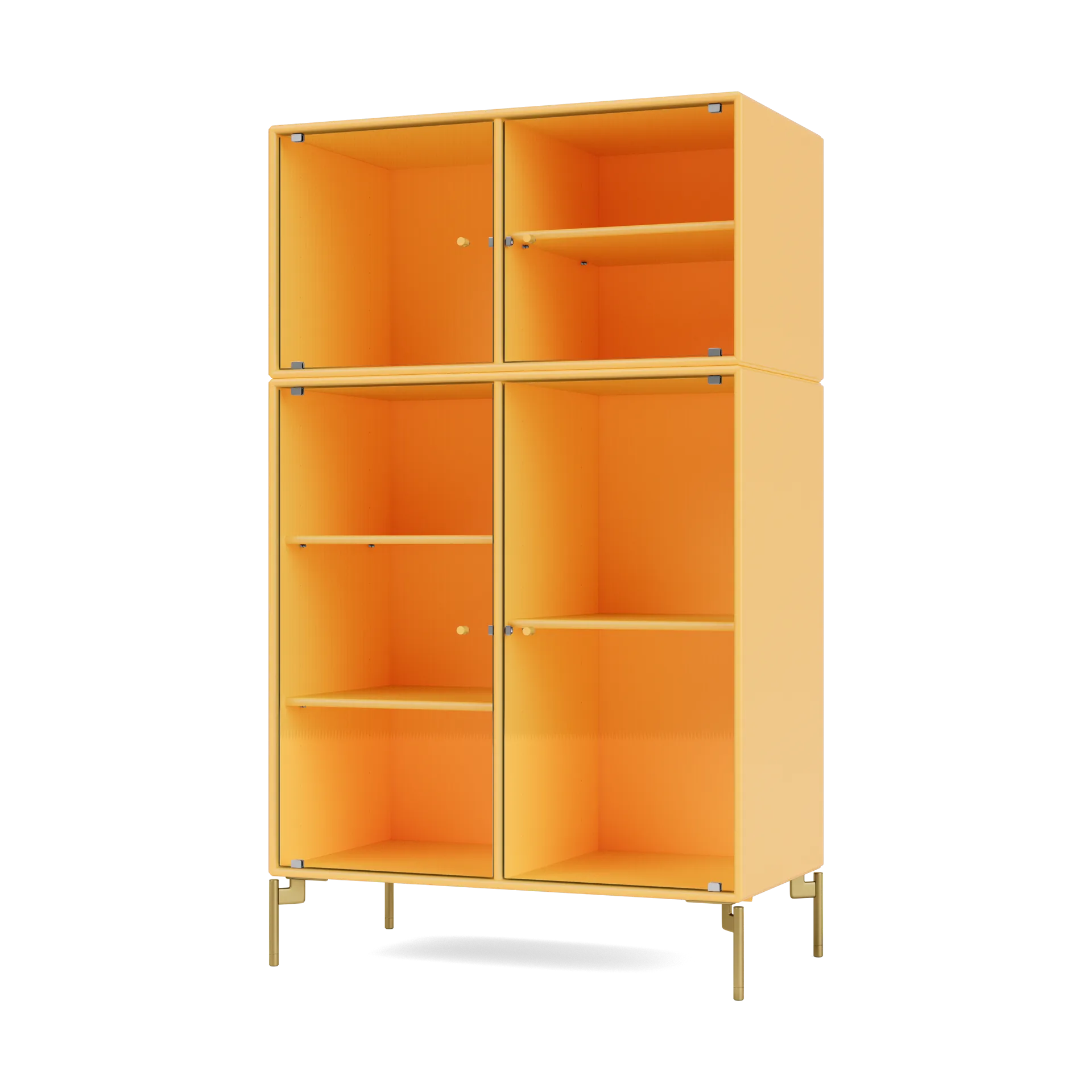 Ripple III Vitrinenschrank 69,6x117,6x38 cm, Acacia-Beine brass Montana