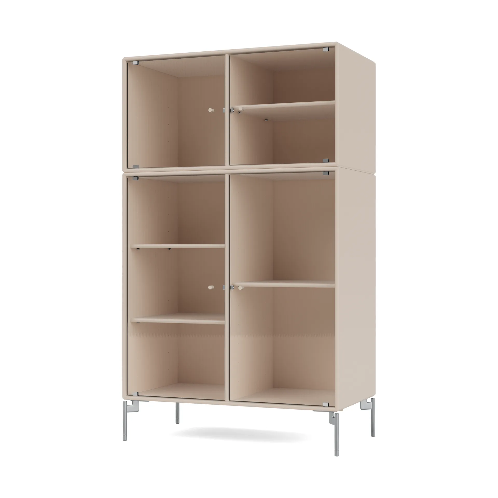 Ripple III Vitrinenschrank 69,6x117,6x38 cm, Clay-Chrombeine MB126 Montana