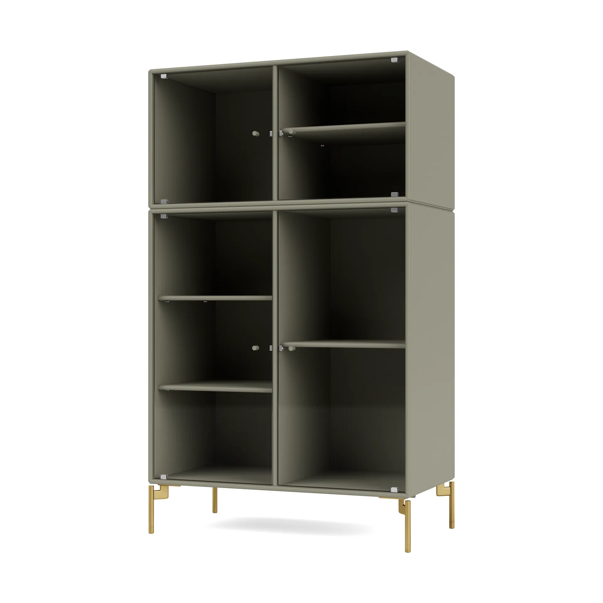 Ripple III Vitrinenschrank 69,6x117,6x38 cm, Fennel-Beine brass Montana