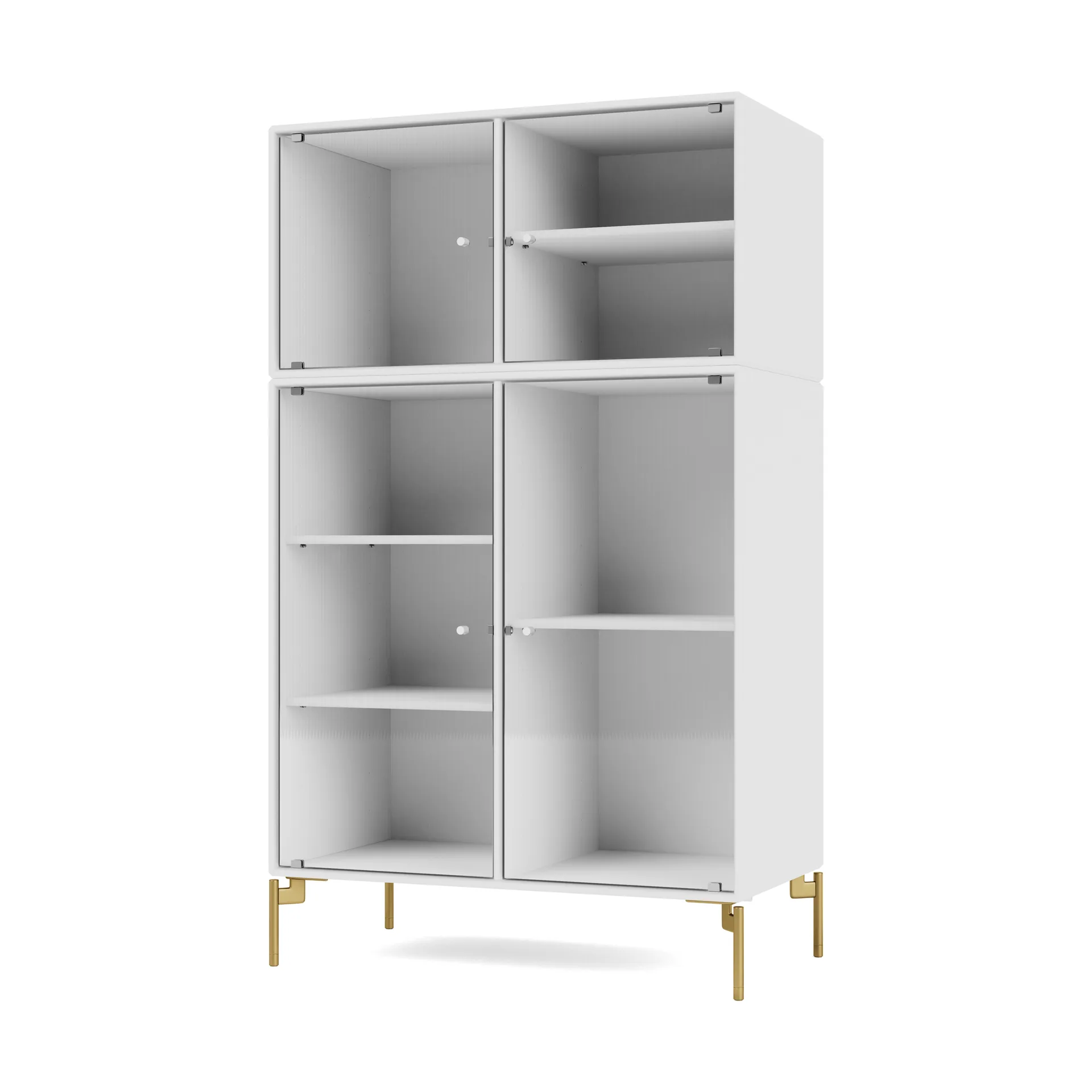 Ripple III Vitrinenschrank 69,6x117,6x38 cm, NewWhite-Beine brass Montana