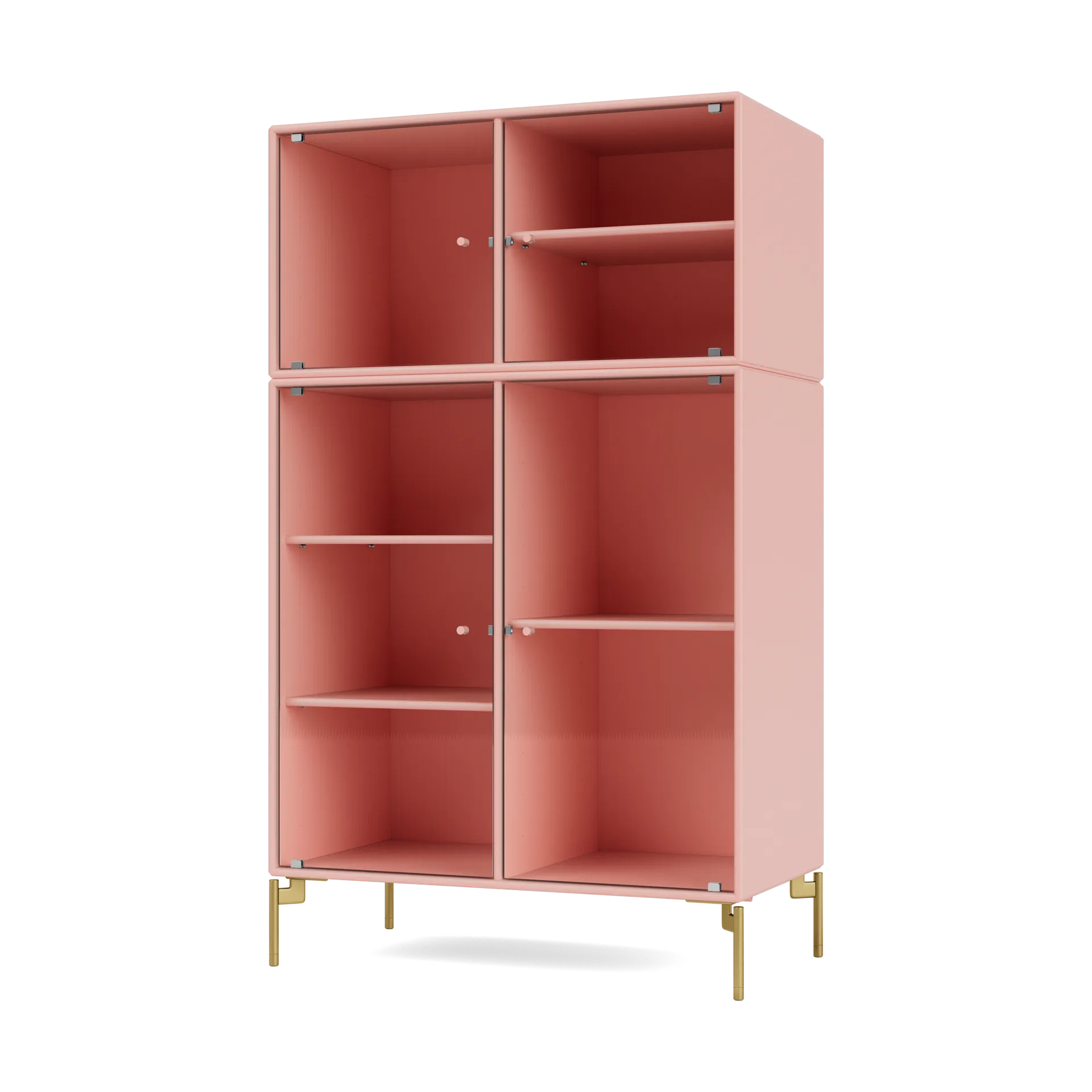 Ripple III Vitrinenschrank 69,6x117,6x38 cm, Ruby-Beine brass Montana