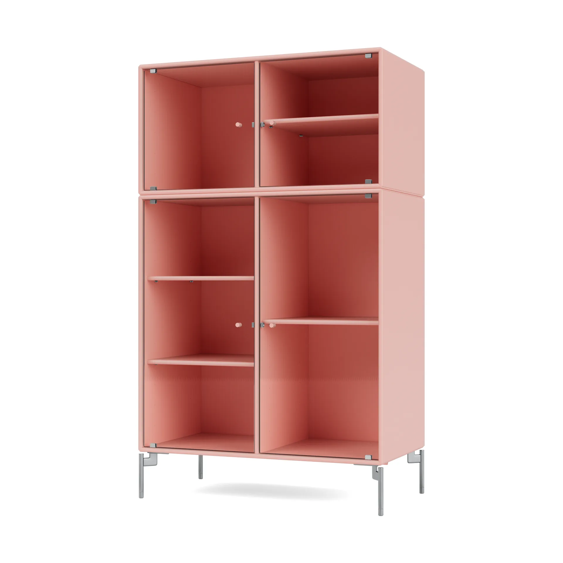 Ripple III Vitrinenschrank 69,6x117,6x38 cm, Ruby-Beine chrome Montana